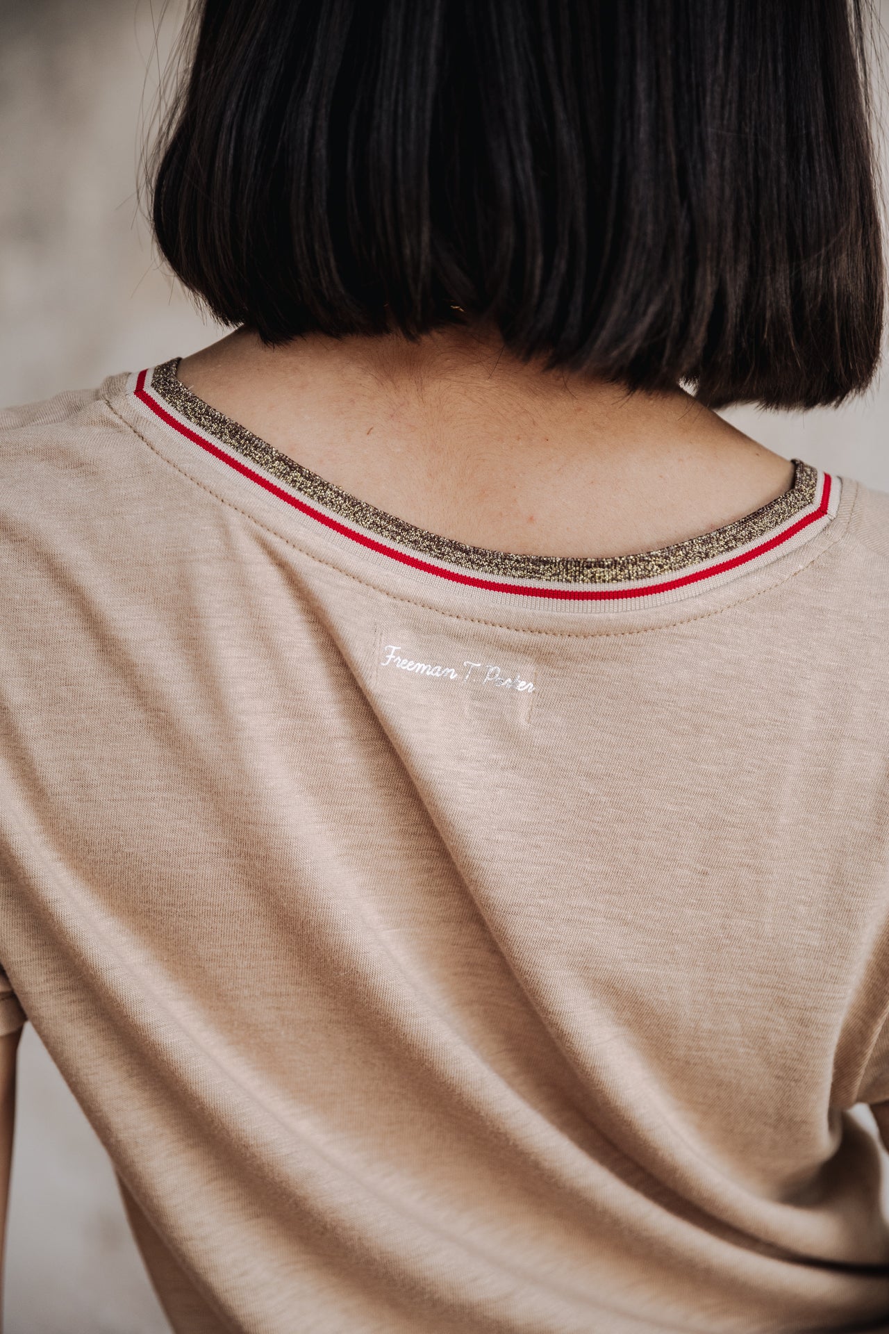 T-shirt col V Femme Tonia Linen irish cream | Freeman T. Porter