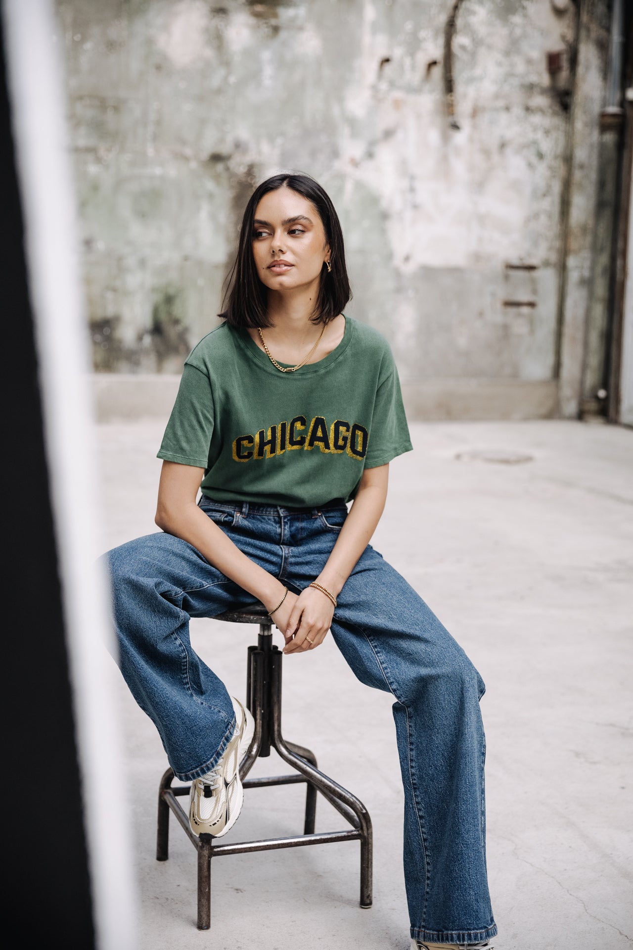 T-Shirt manches courtes Frau Suria Chicago Outline evergreen | Freeman T. Porter