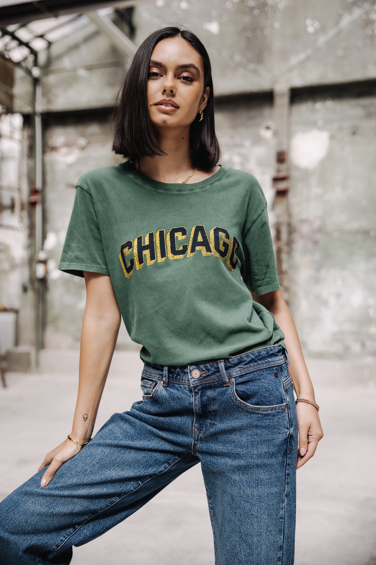 T-Shirt manches courtes Frau Suria Chicago Outline evergreen | Freeman T. Porter