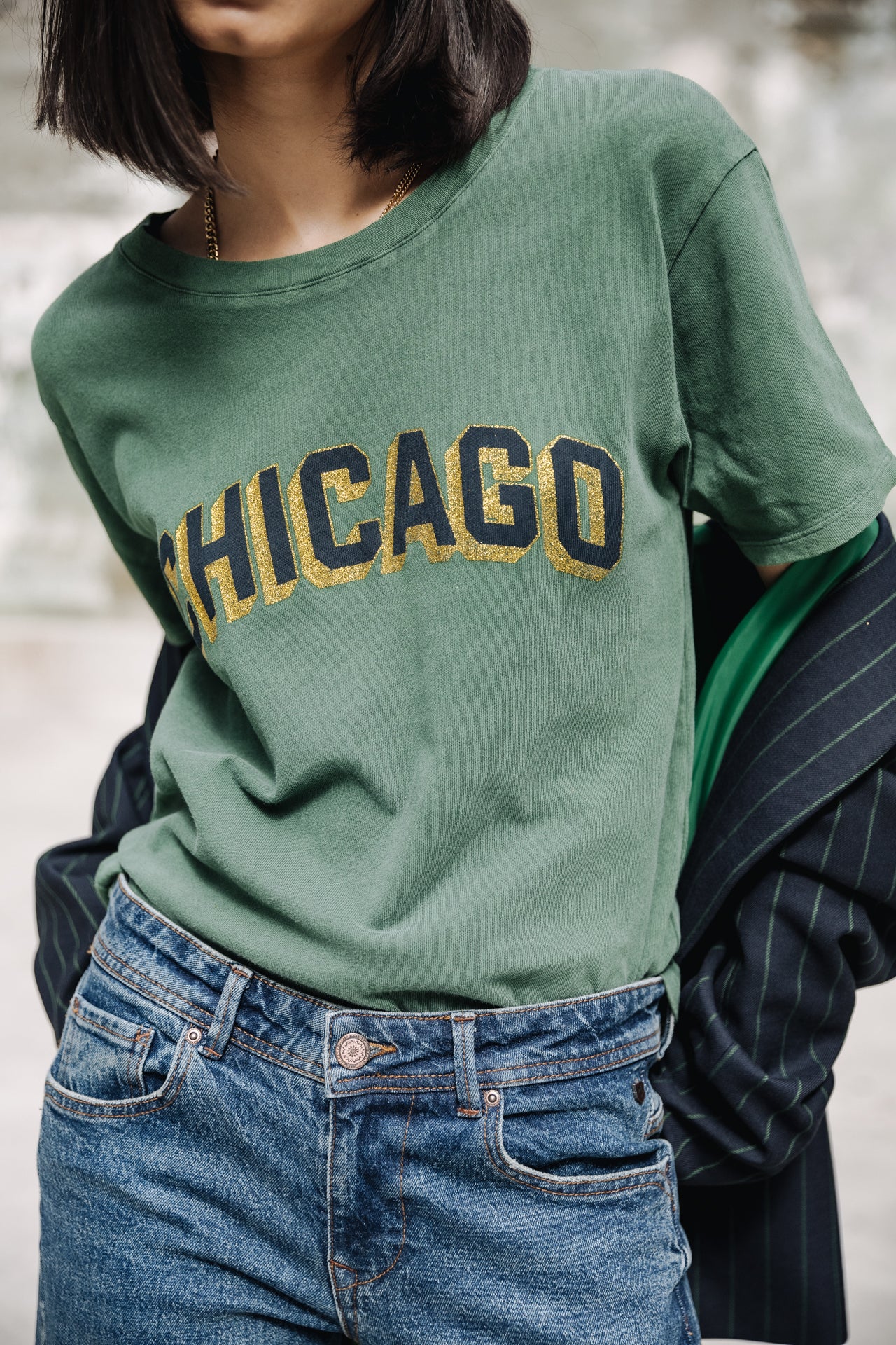 T-Shirt manches courtes Frau Suria Chicago Outline evergreen | Freeman T. Porter