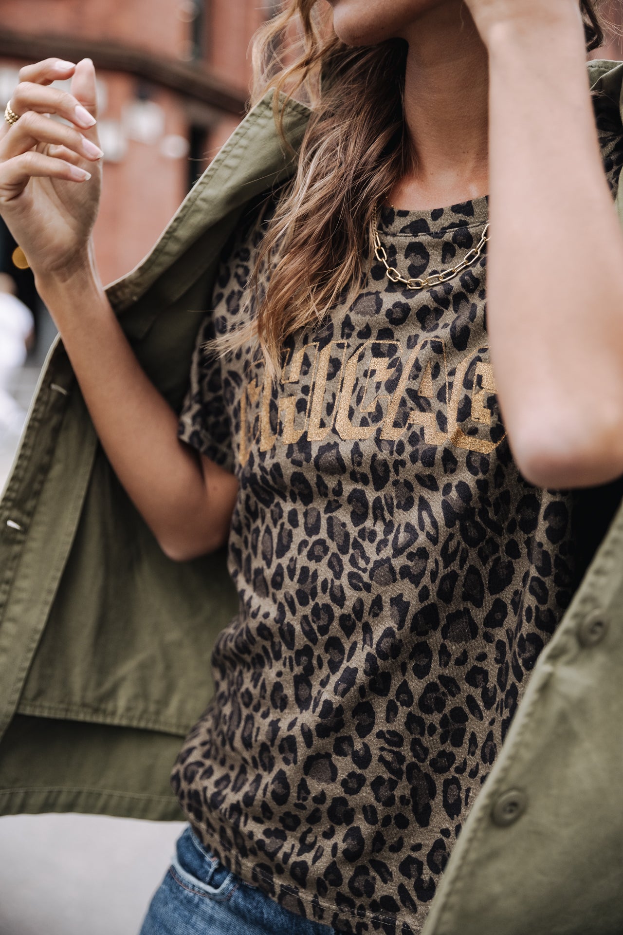 T-shirt imprimé Femme Suria Leo Chicago khaki | Freeman T. Porter