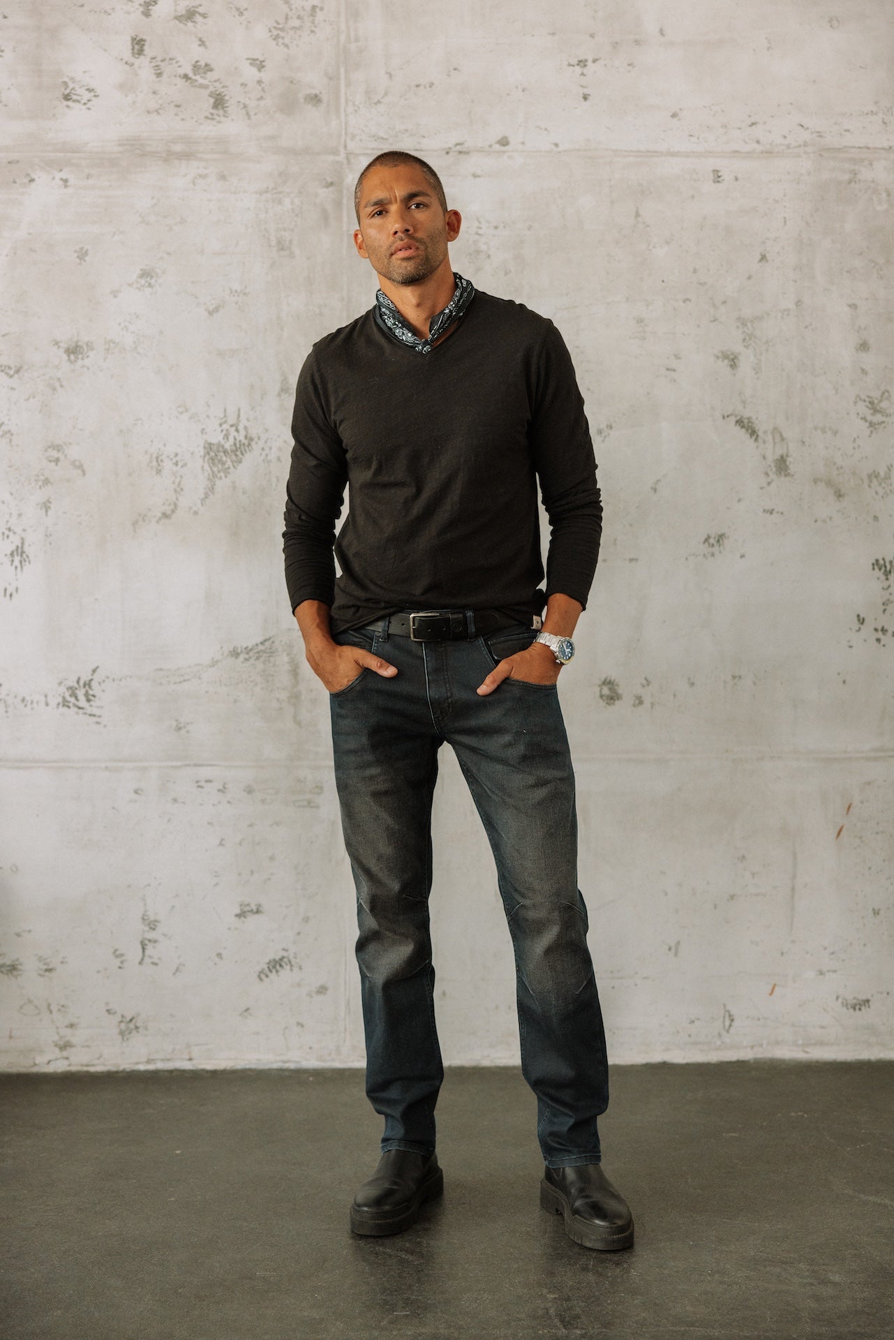 T-shirt en jersey flammé Hombres Leandro ML Kansas black | Freeman T. Porter