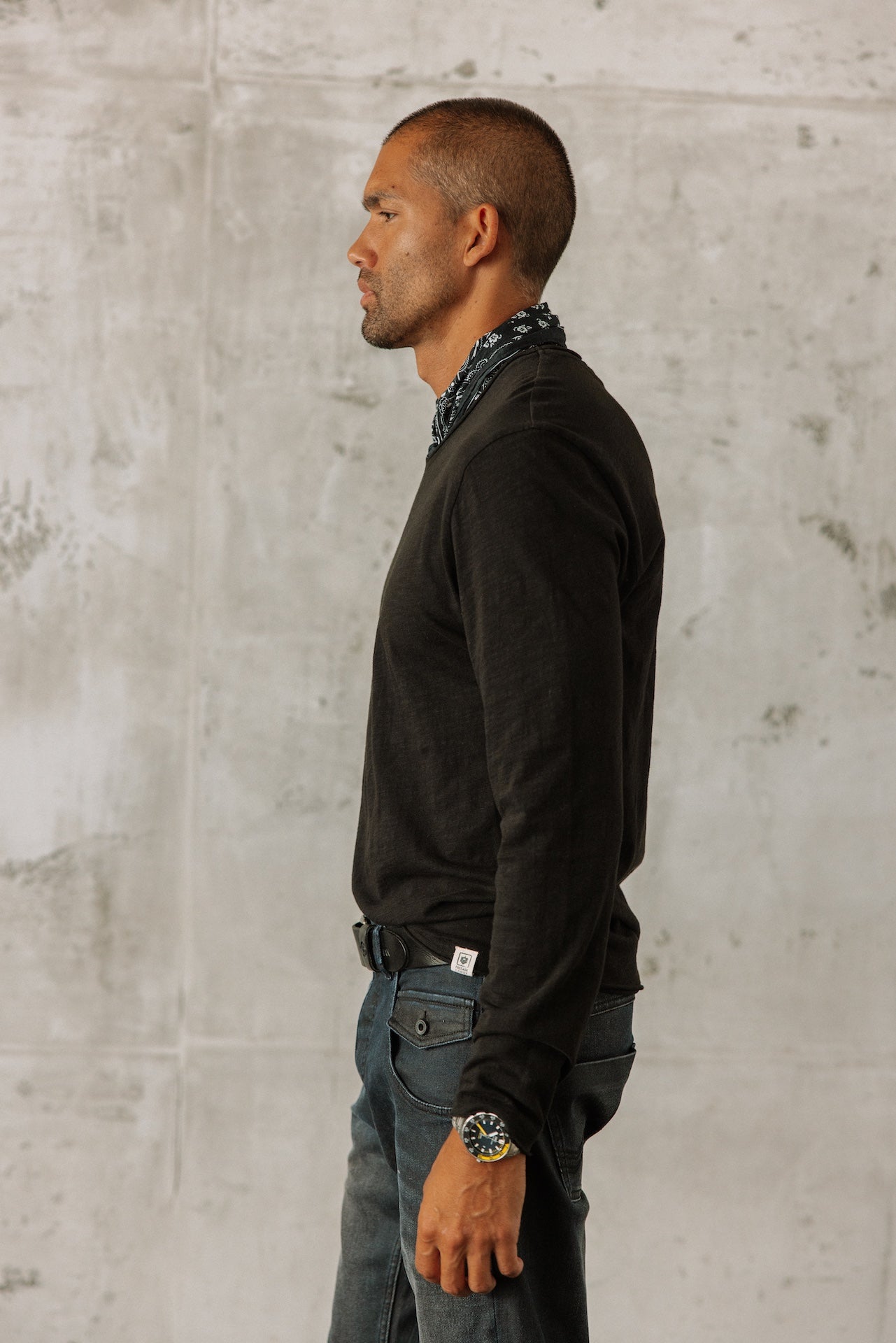 T-shirt en jersey flammé Hombres Leandro ML Kansas black | Freeman T. Porter