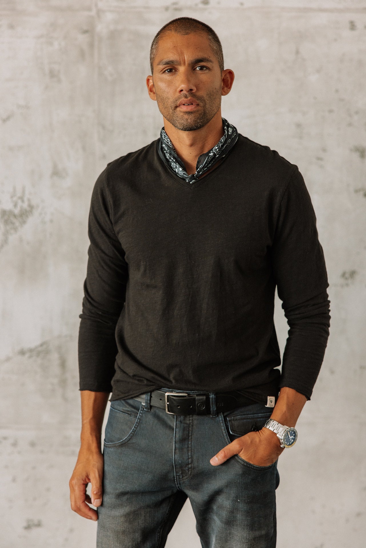 T-shirt en jersey flammé Hombres Leandro ML Kansas black | Freeman T. Porter