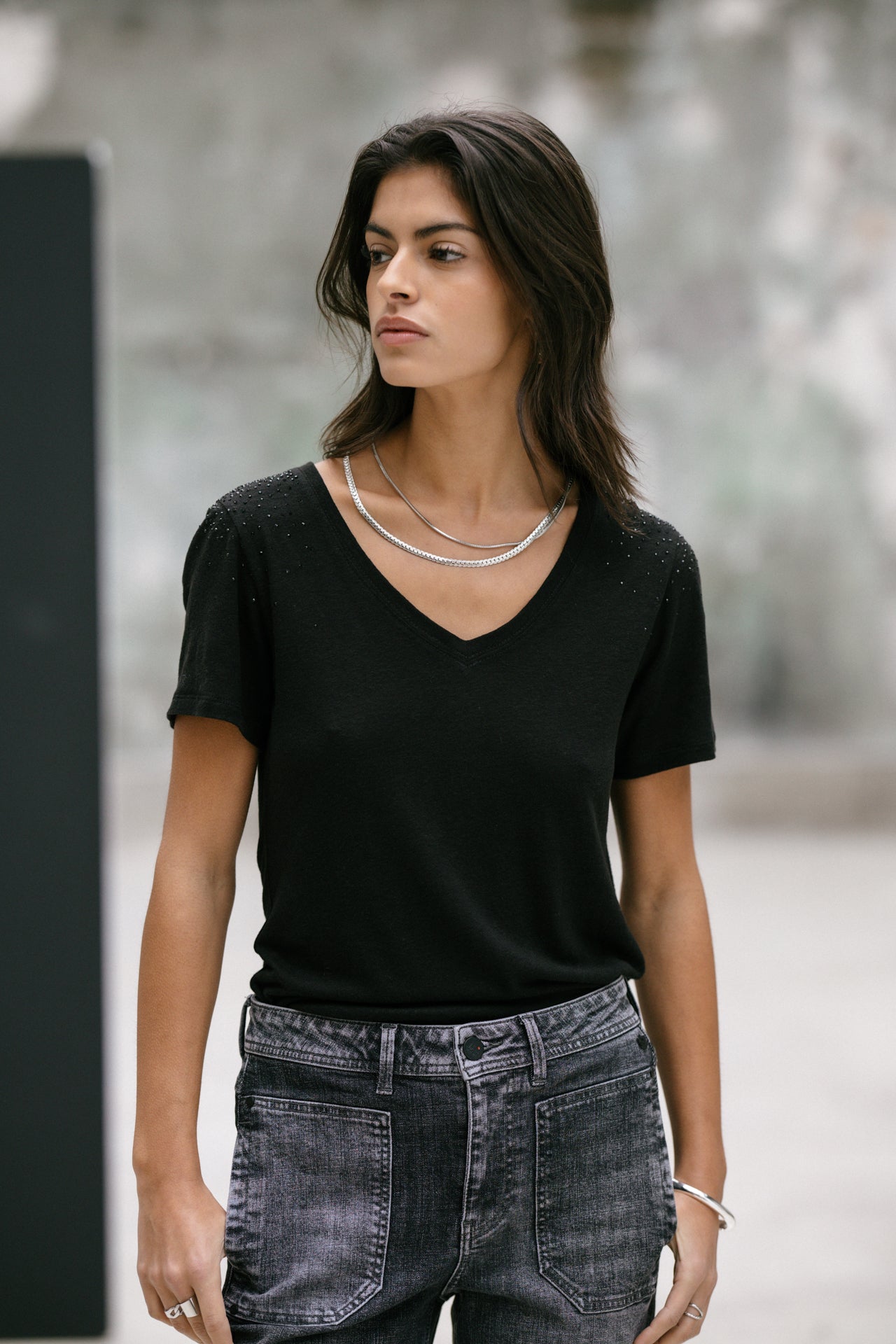 T-Shirt coupe droite Woman Tressia Gemstone black | Freeman T. Porter