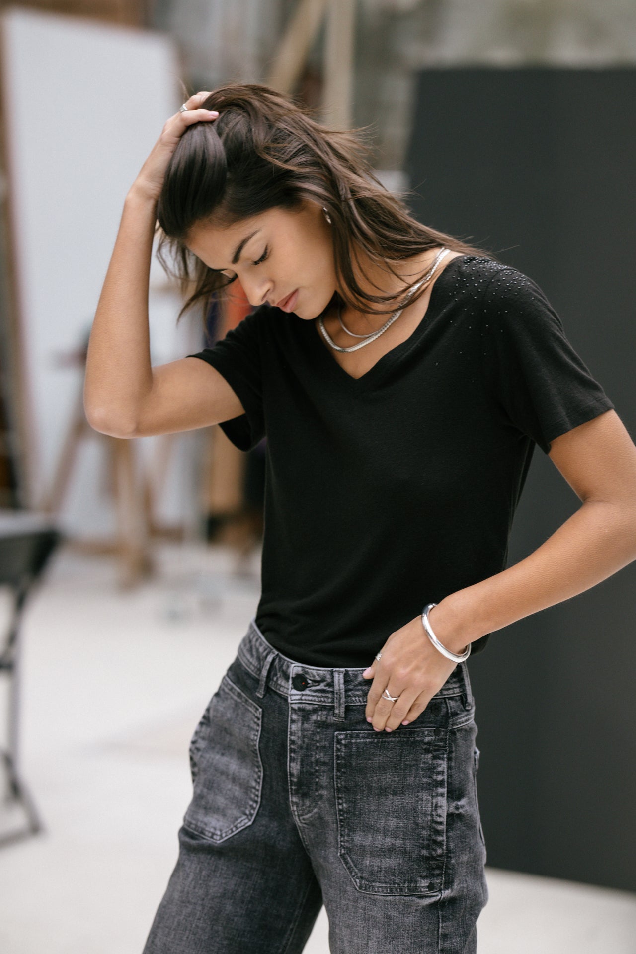 T-Shirt coupe droite Woman Tressia Gemstone black | Freeman T. Porter