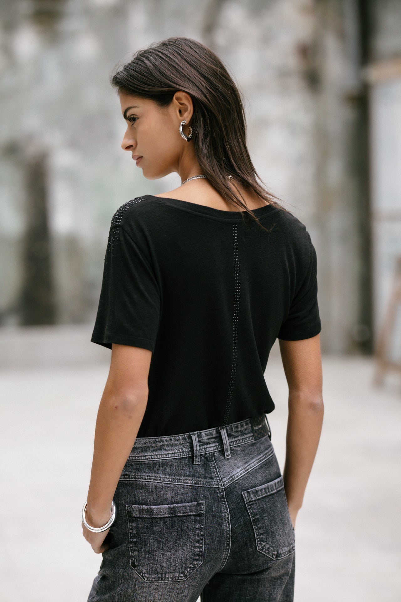 T-Shirt coupe droite Woman Tressia Gemstone black | Freeman T. Porter