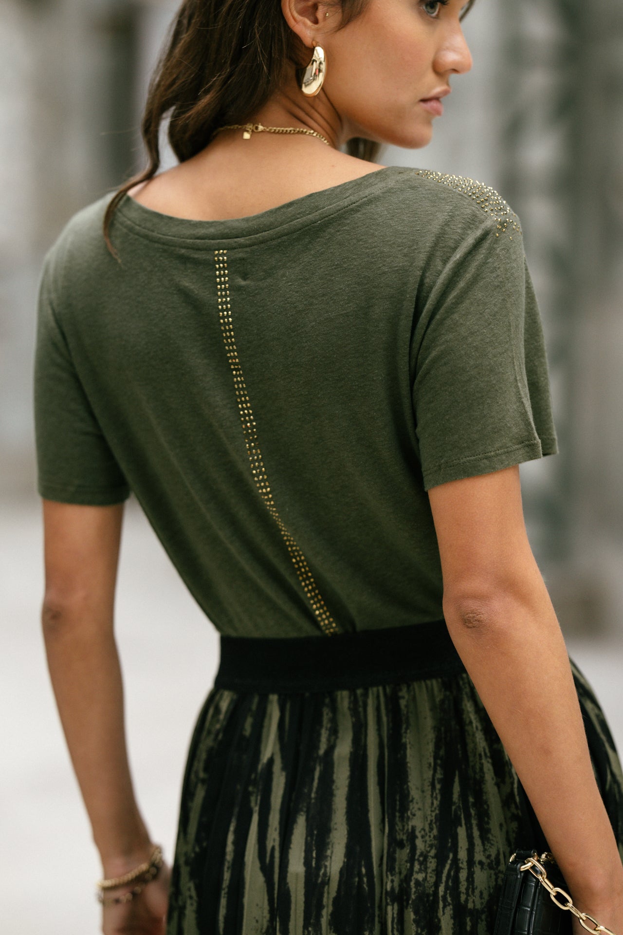 T-Shirt coupe droite Femme Tressia Gemstone olive night | Freeman T. Porter