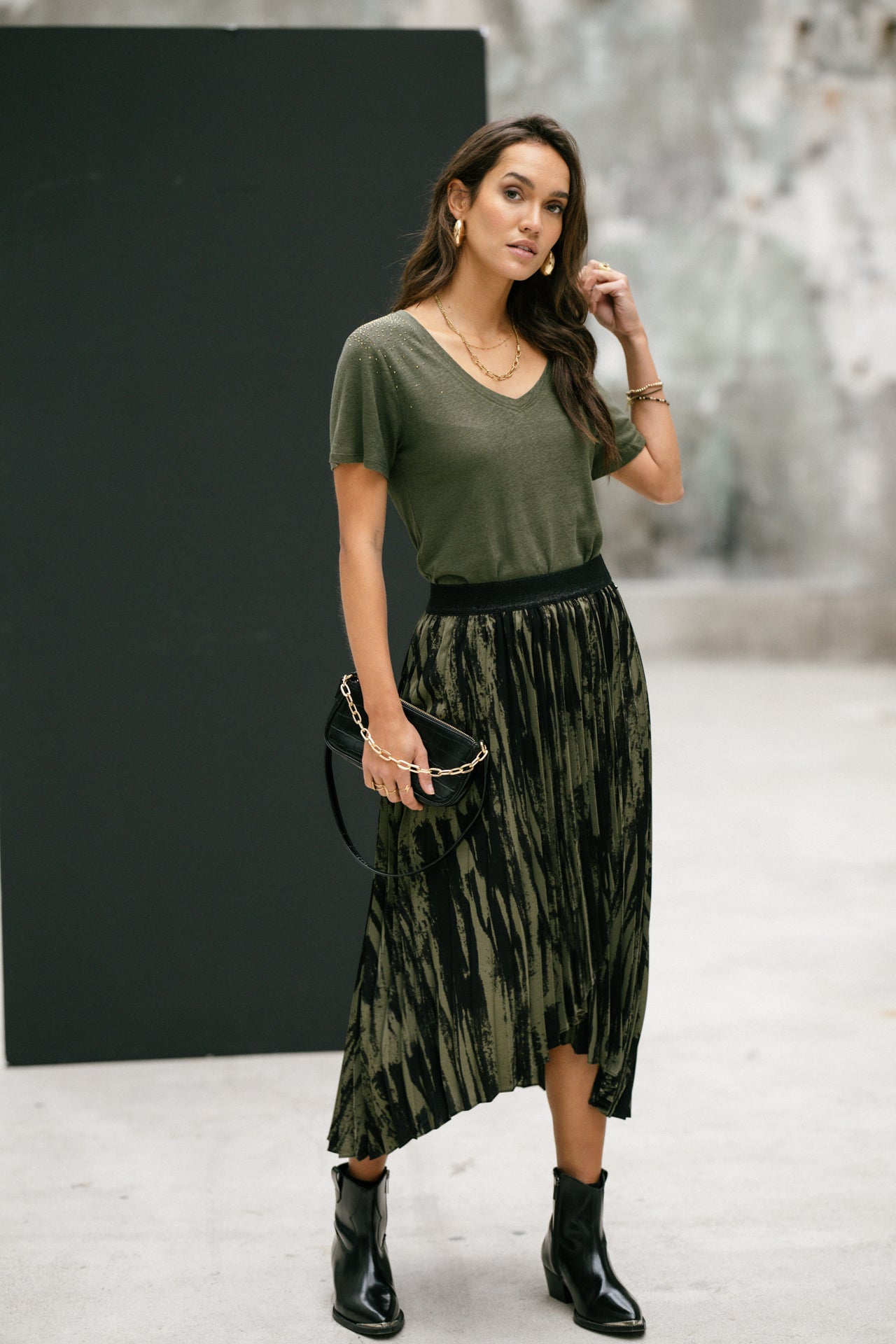 T-Shirt coupe droite Woman Tressia Gemstone olive night | Freeman T. Porter