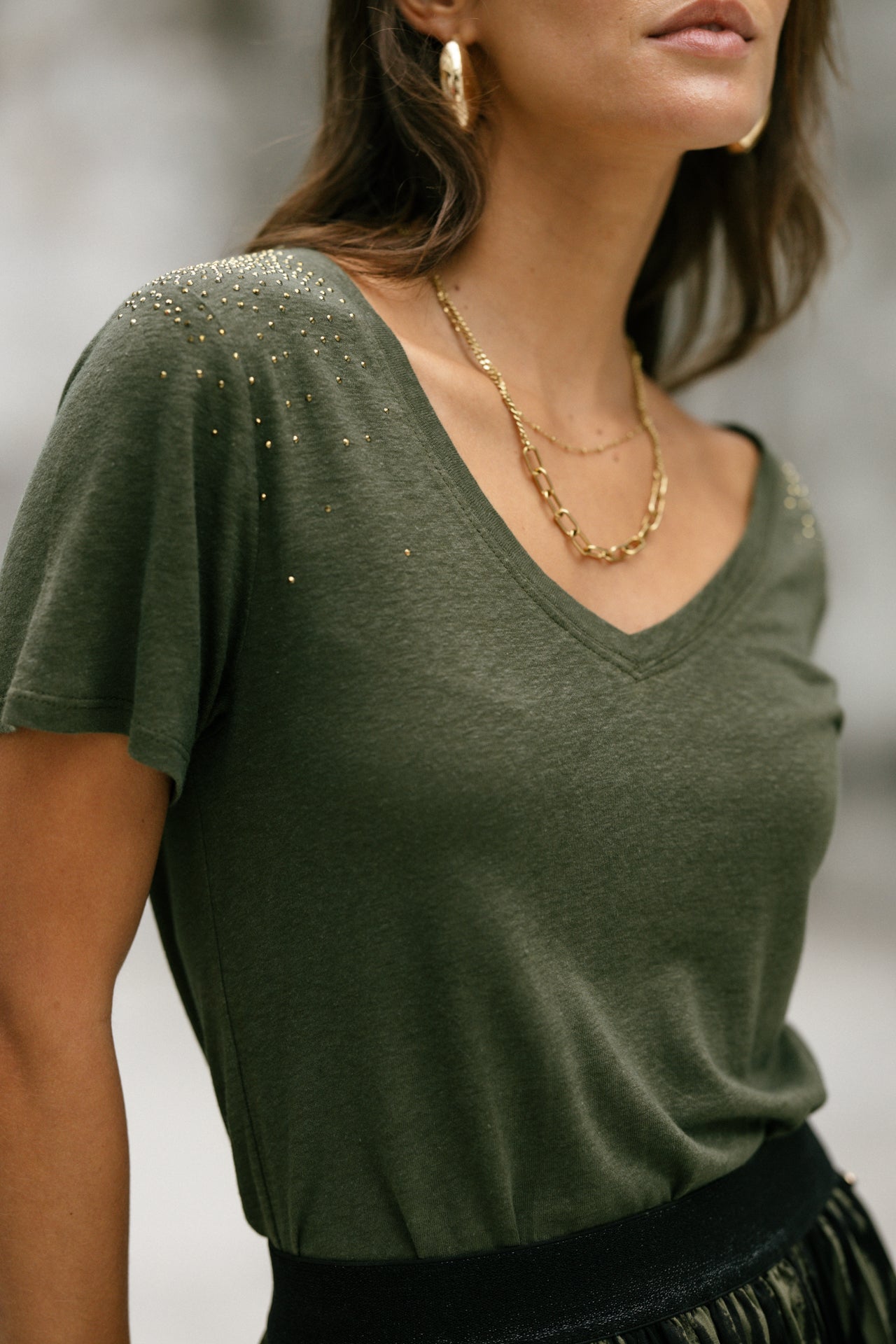 T-Shirt coupe droite Woman Tressia Gemstone olive night | Freeman T. Porter