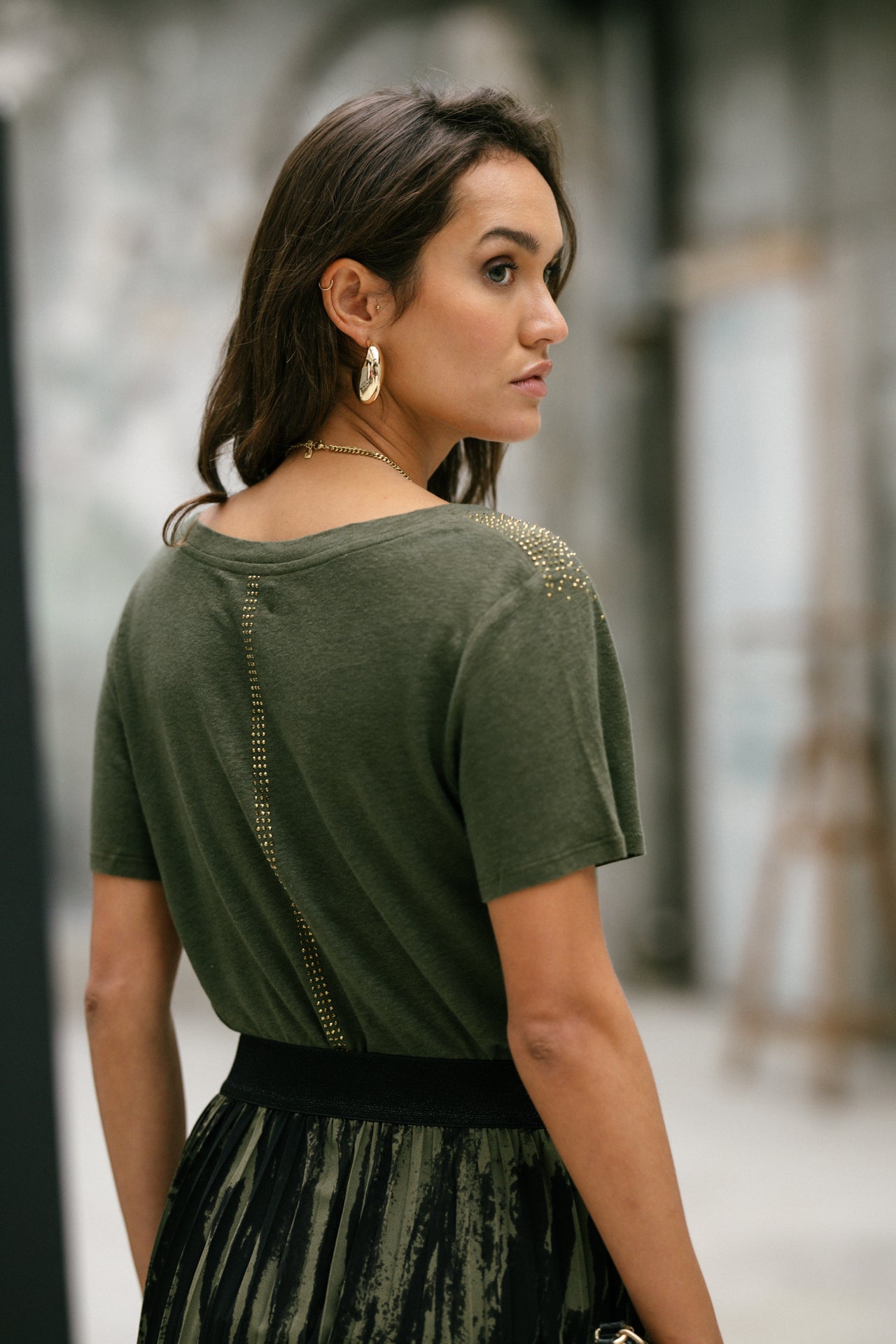 T-Shirt coupe droite Woman Tressia Gemstone olive night | Freeman T. Porter