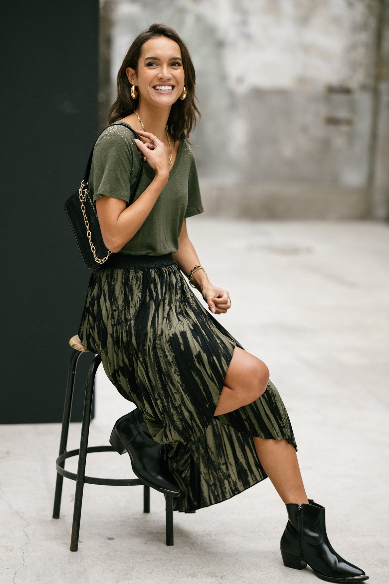 T-Shirt coupe droite Woman Tressia Gemstone olive night | Freeman T. Porter