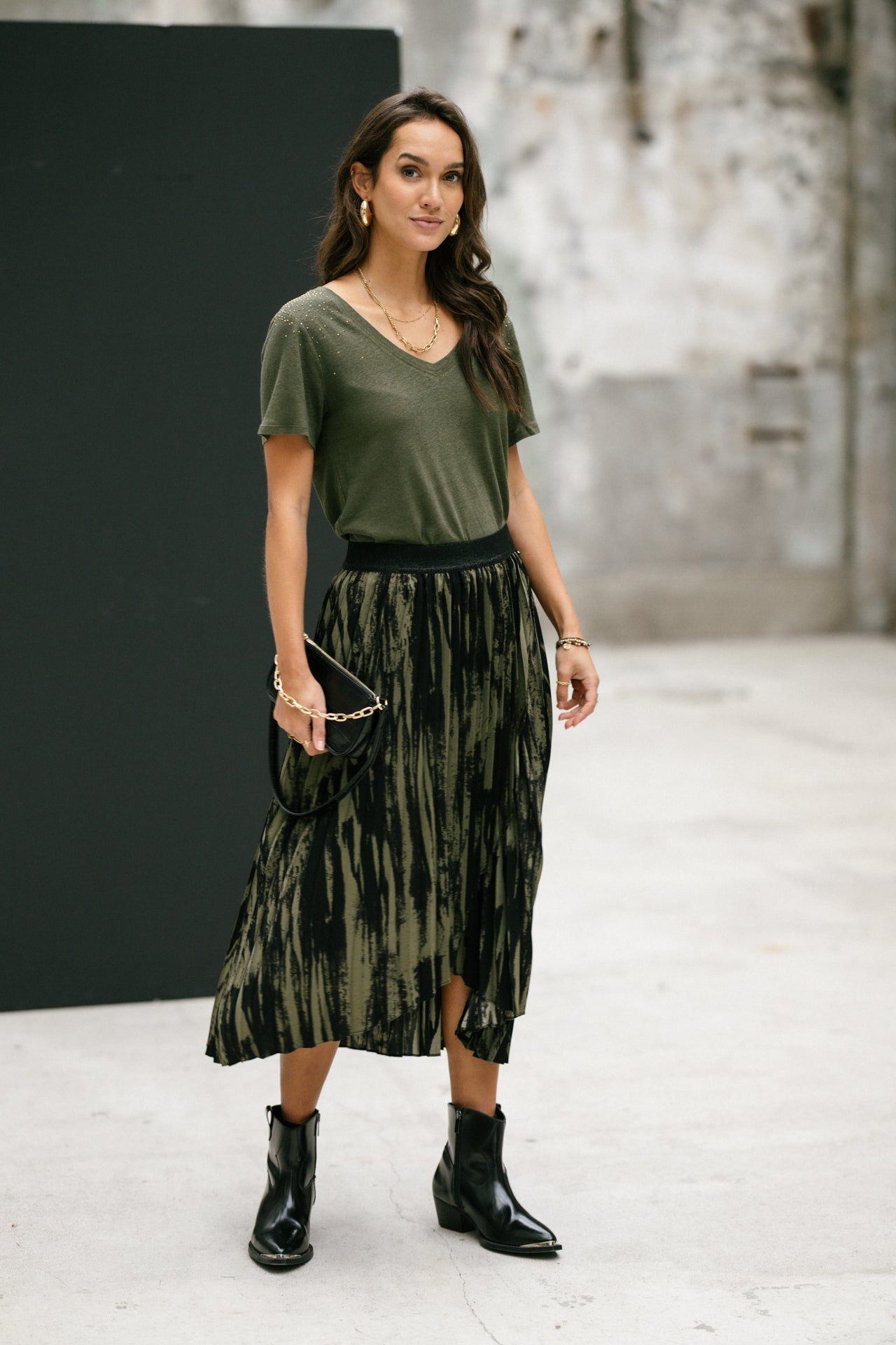 T-Shirt coupe droite Woman Tressia Gemstone olive night | Freeman T. Porter