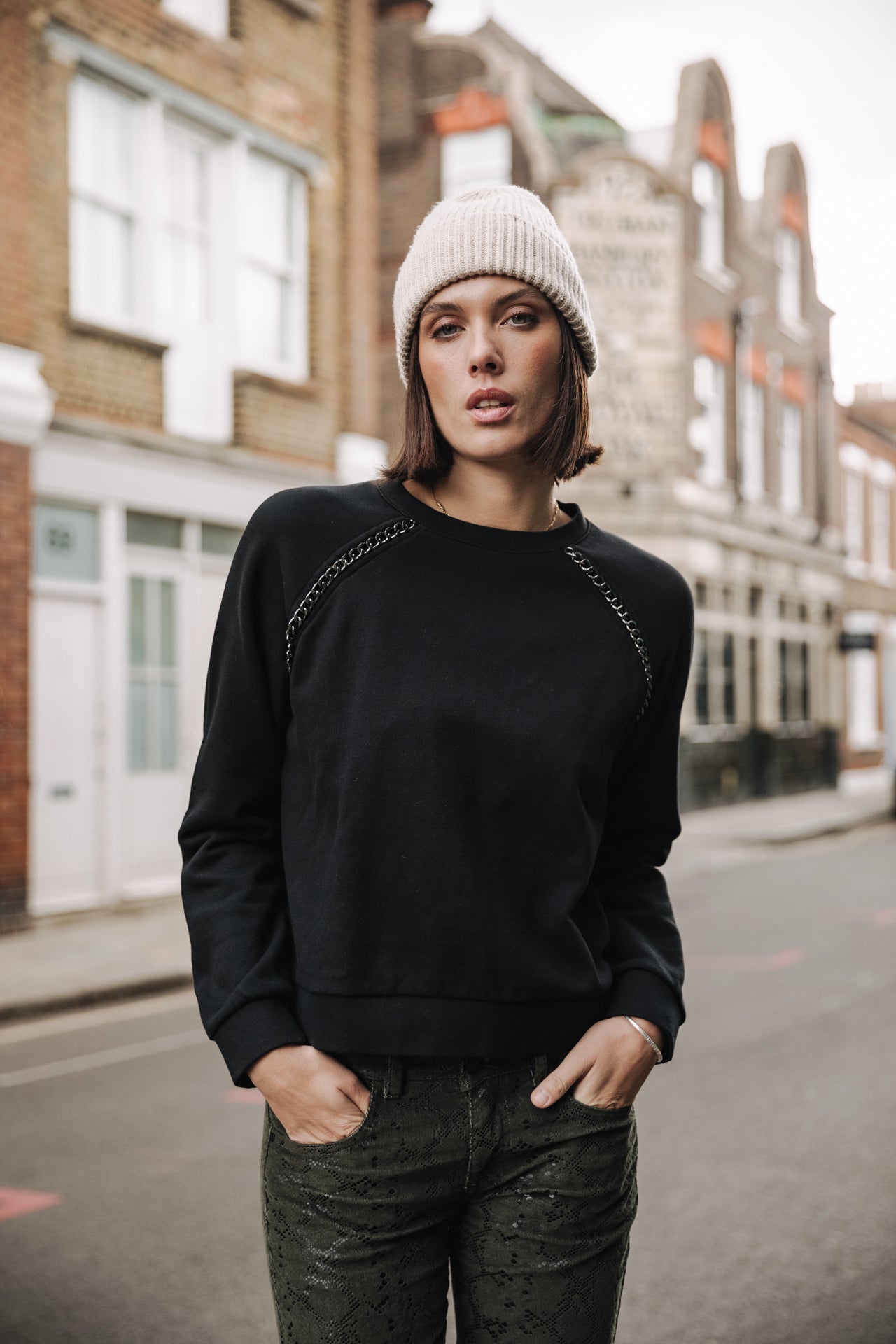 Sweat col rond Woman Sorina Chain black | Freeman T. Porter
