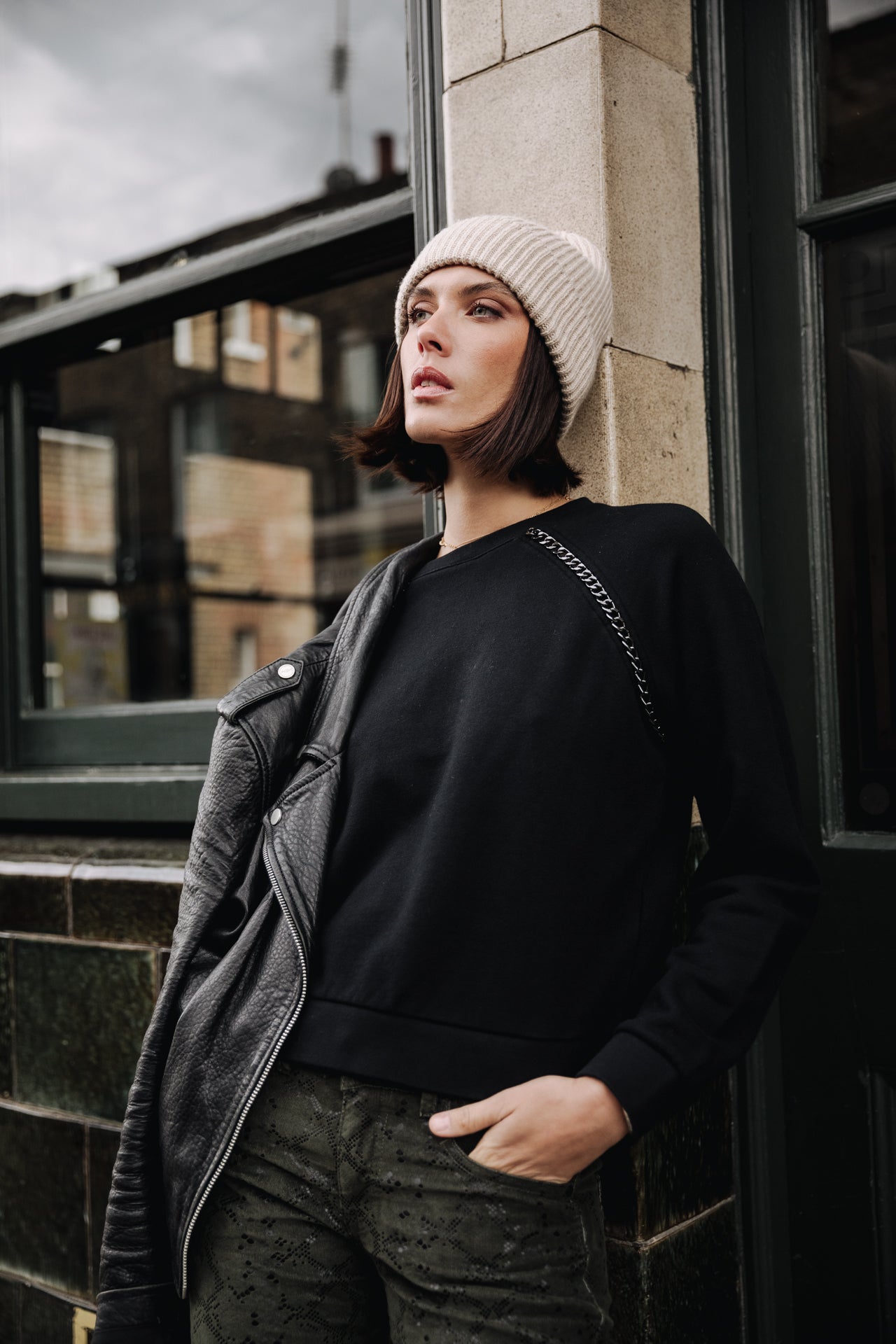 Sweat col rond Woman Sorina Chain black | Freeman T. Porter