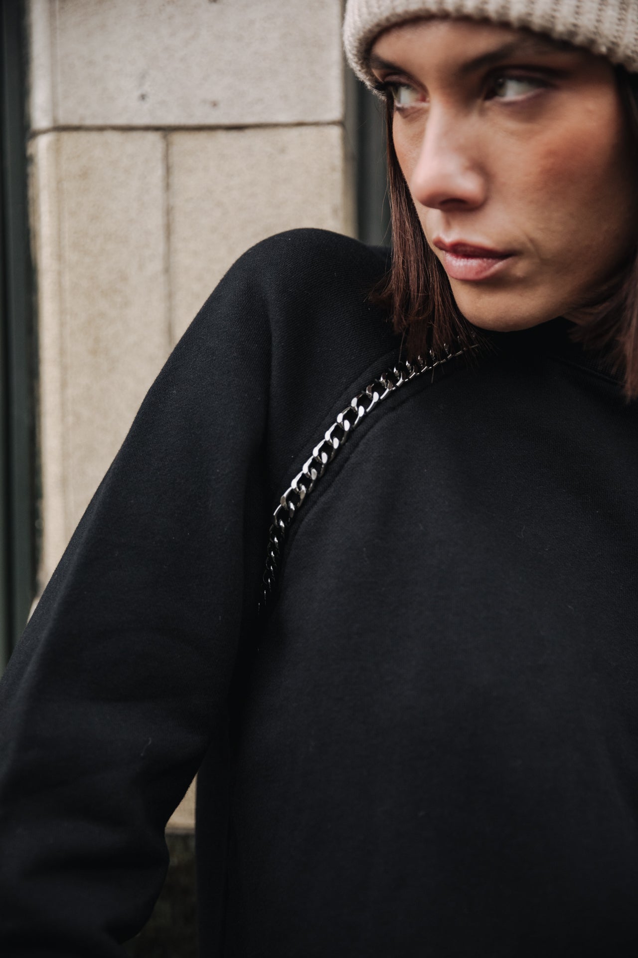 Sweat col rond Woman Sorina Chain black | Freeman T. Porter