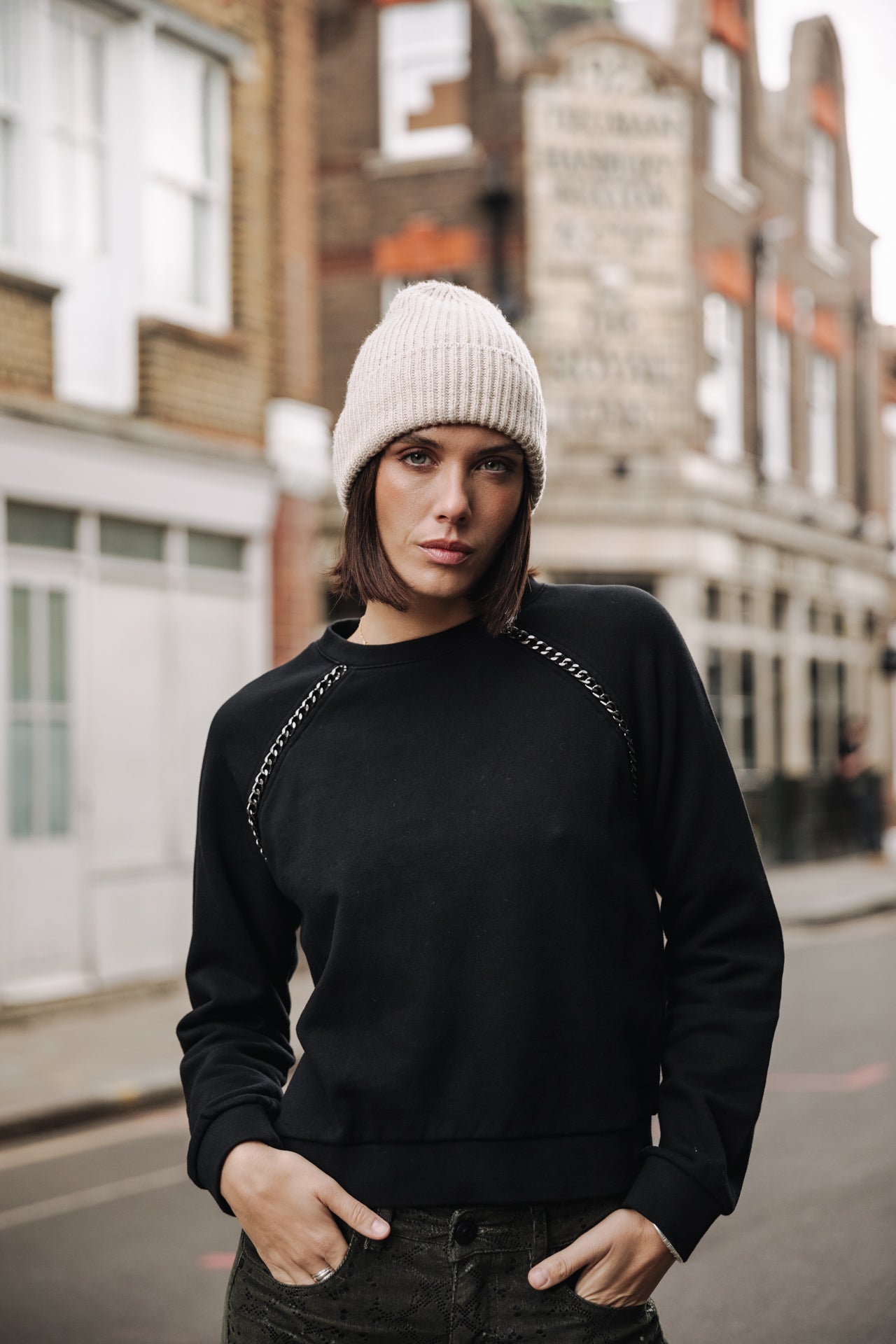 Sweat col rond Woman Sorina Chain black | Freeman T. Porter