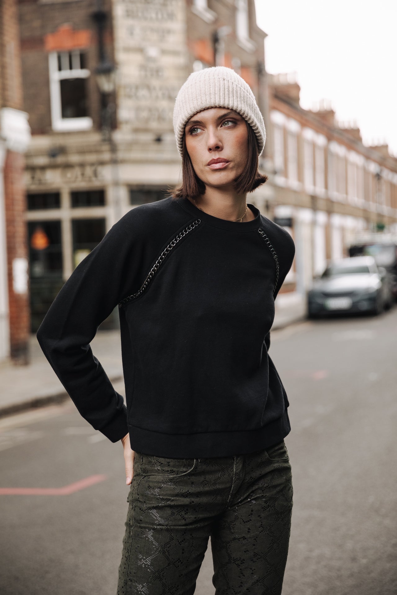 Sweat col rond Woman Sorina Chain black | Freeman T. Porter