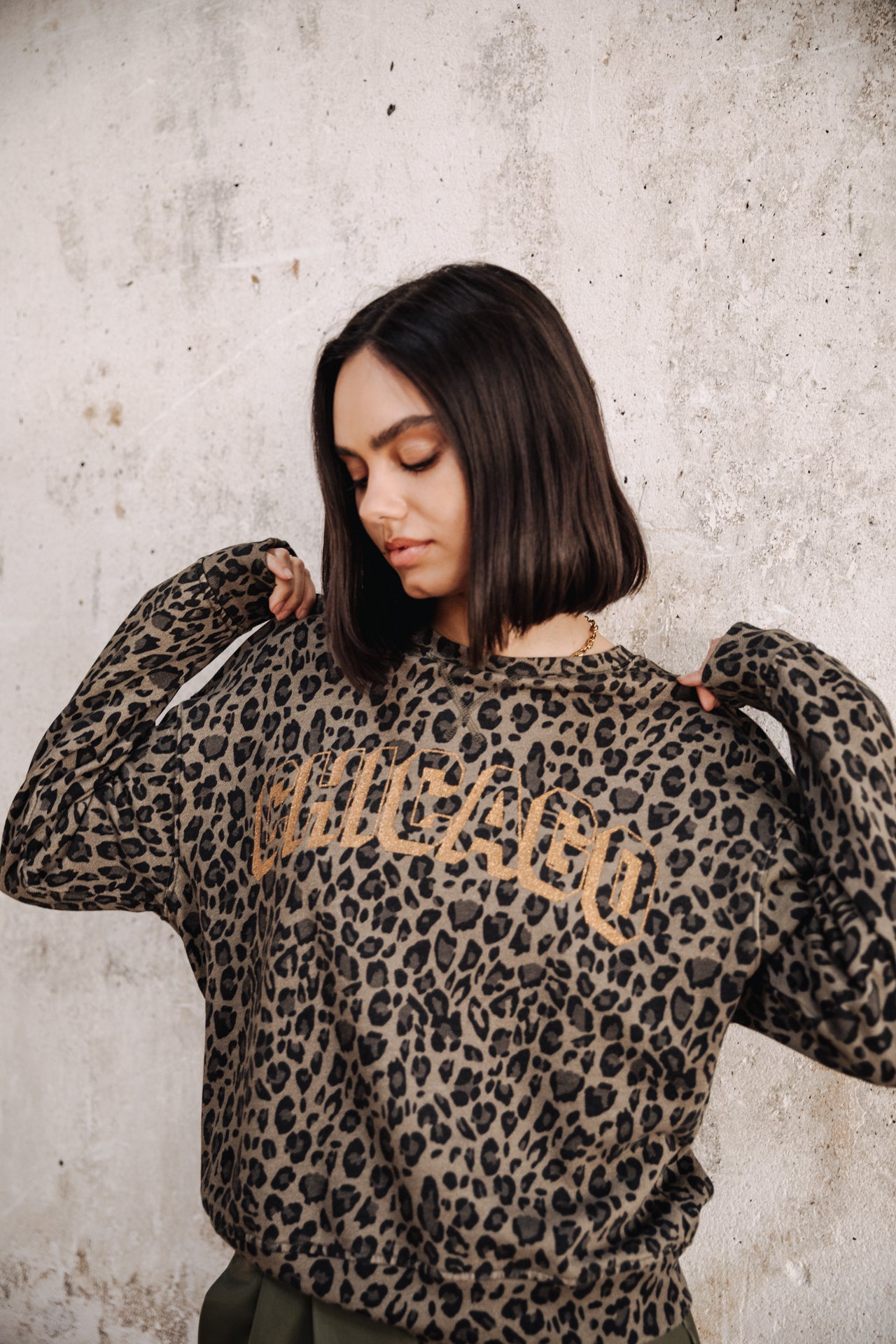 Sweat col rond Femme Solene Leo Chicago khaki | Freeman T. Porter
