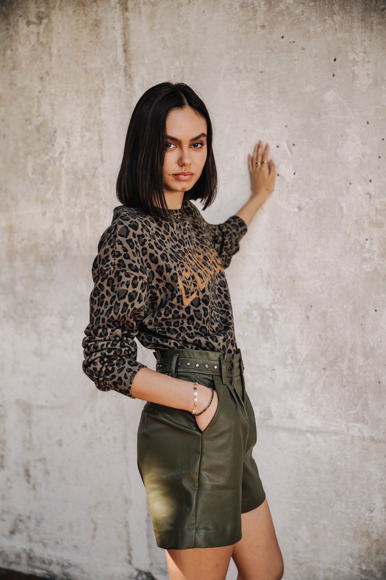 Sweat col rond Femme Solene Leo Chicago khaki | Freeman T. Porter