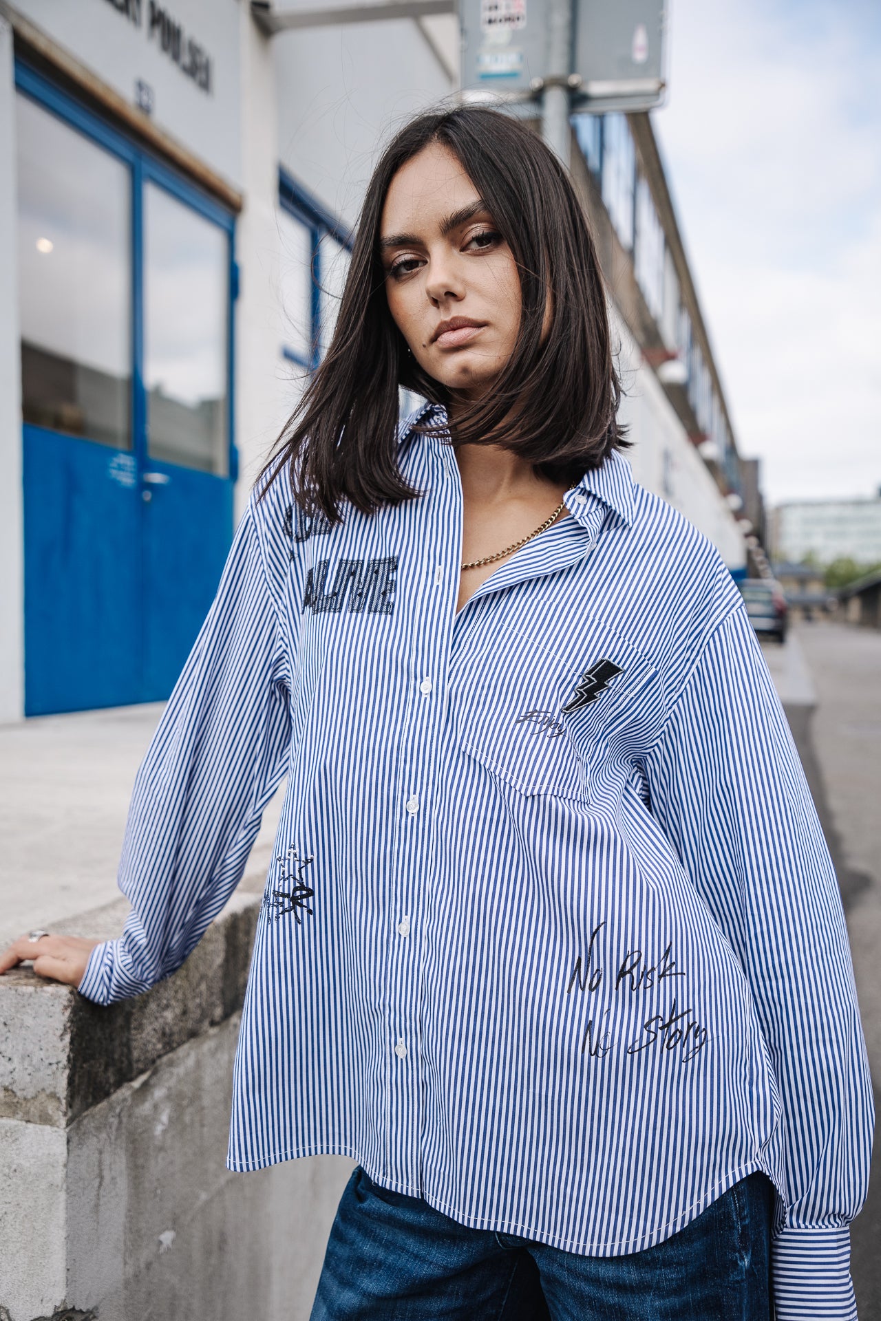 Chemise style Boyfriend Mujer Chella School blue | Freeman T. Porter