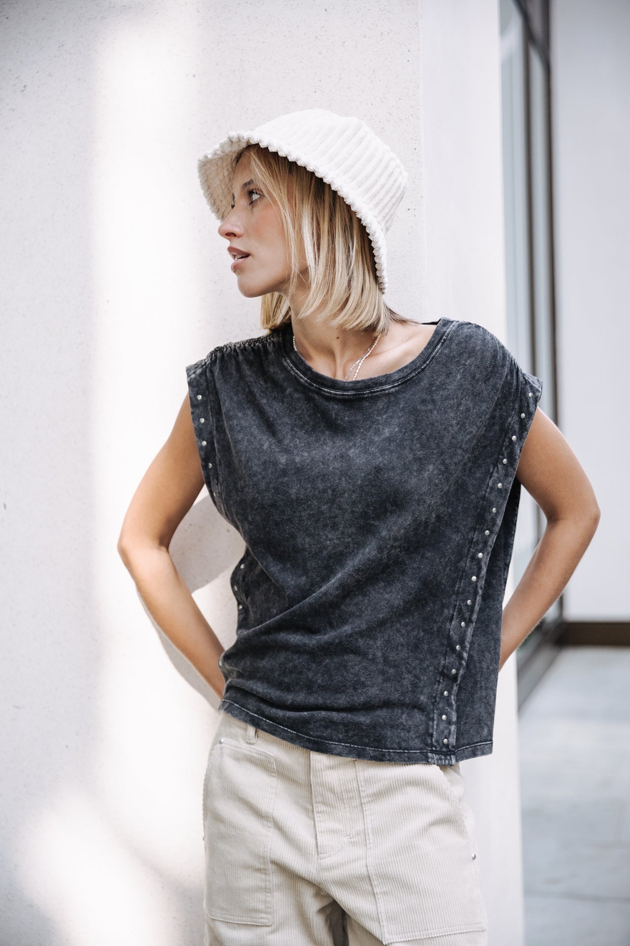 T-shirt clouté Femme Trenny Studs old black | Freeman T. Porter