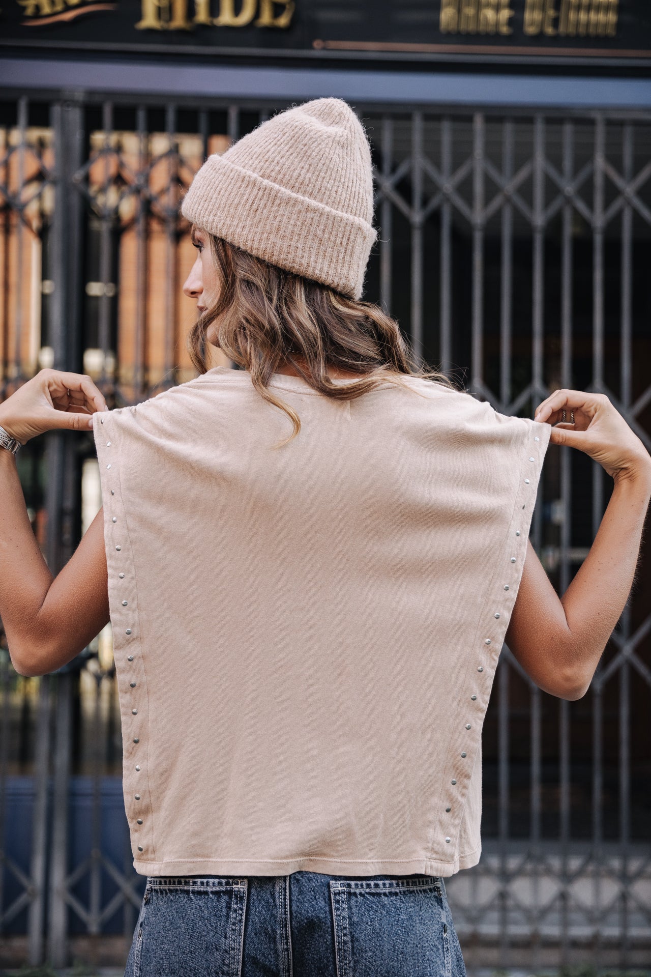 T-shirt clouté Femme Trenny Studs tan | Freeman T. Porter
