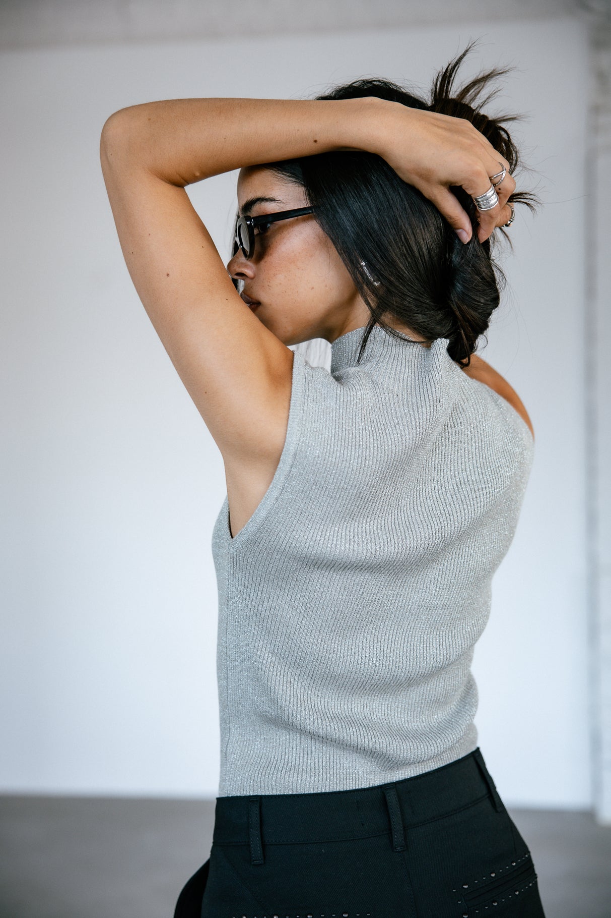 Pull ajusté scintillant Femme Toria Lurex silver | Freeman T. Porter