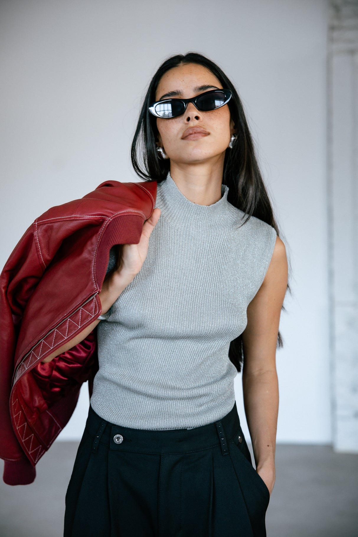 Pull ajusté scintillant Femme Toria Lurex silver | Freeman T. Porter