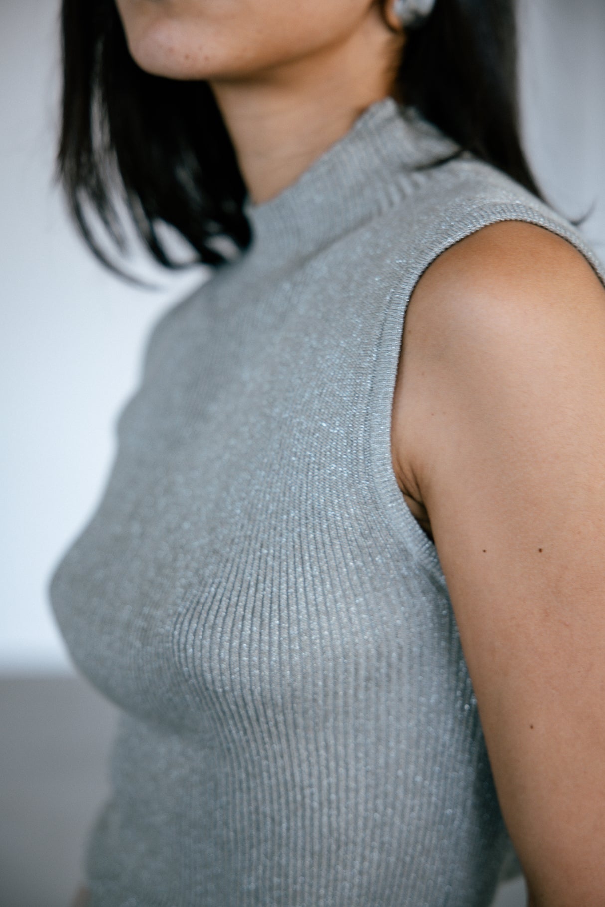 Pull ajusté scintillant Femme Toria Lurex silver | Freeman T. Porter