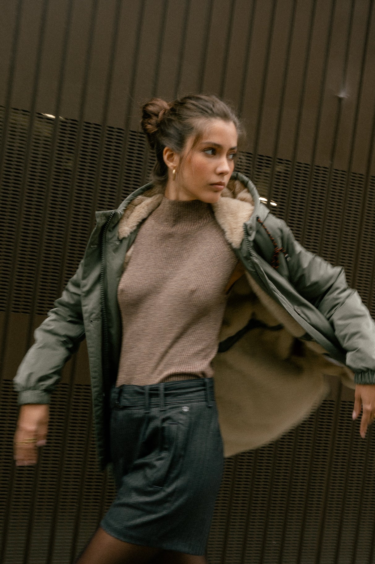 Pull ajusté scintillant Femme Toria Lurex bronze brown | Freeman T. Porter