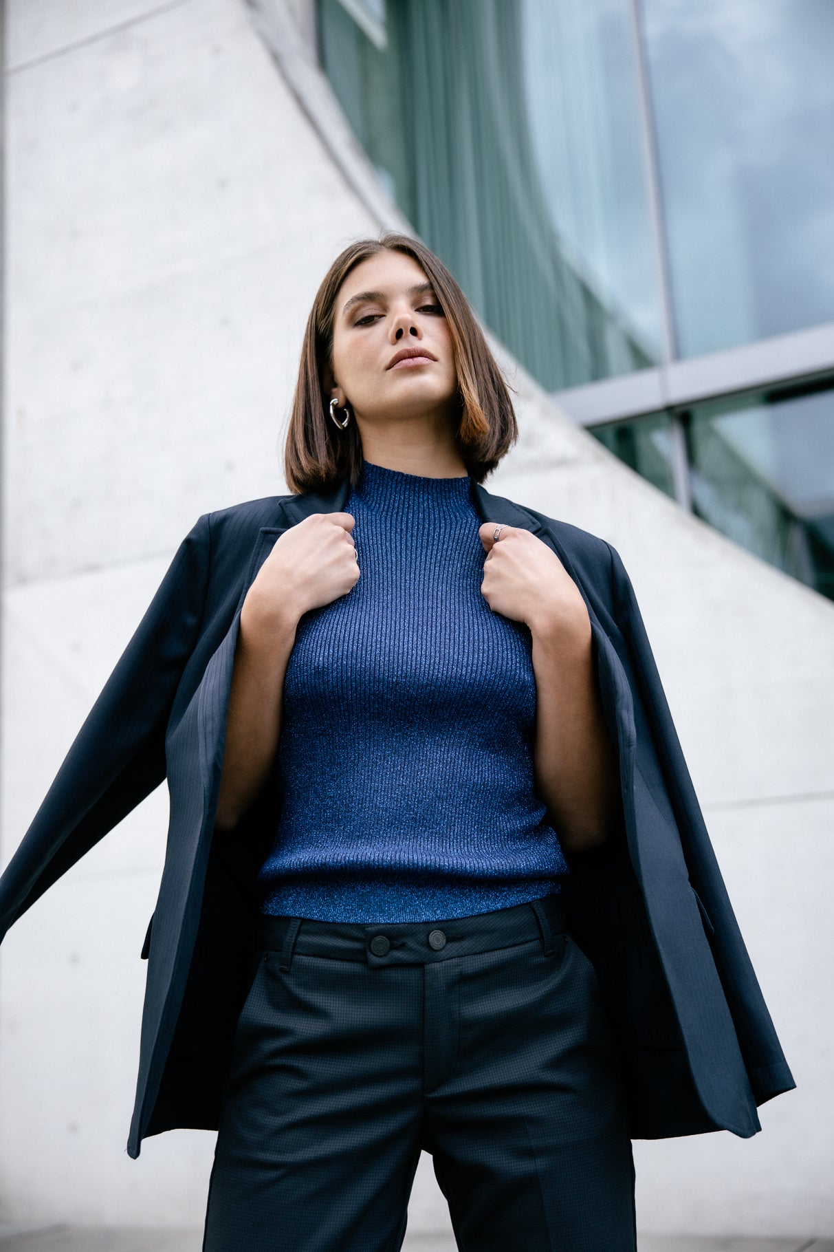 Pull ajusté scintillant Femme Toria Lurex dazzling blue | Freeman T. Porter