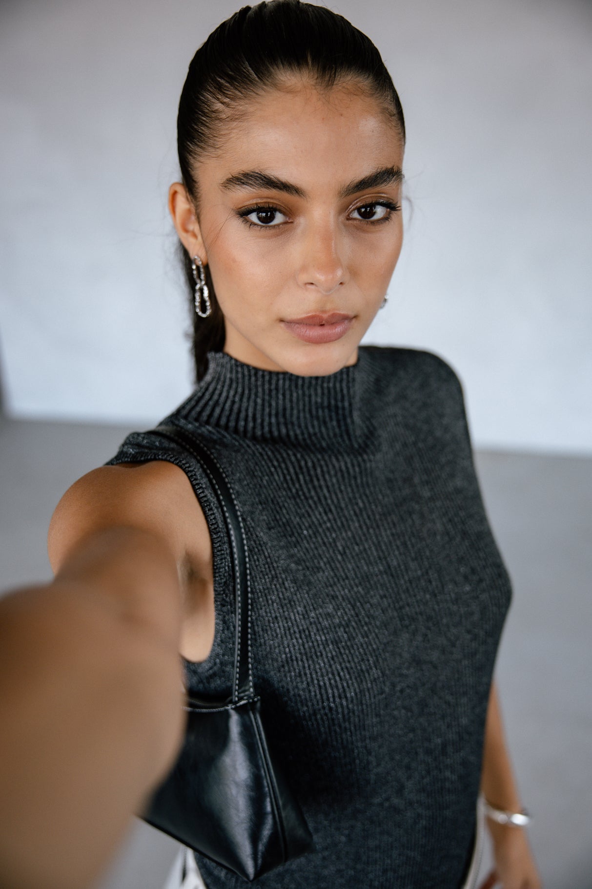 Pull ajusté scintillant Femme Toria Lurex gun metal | Freeman T. Porter