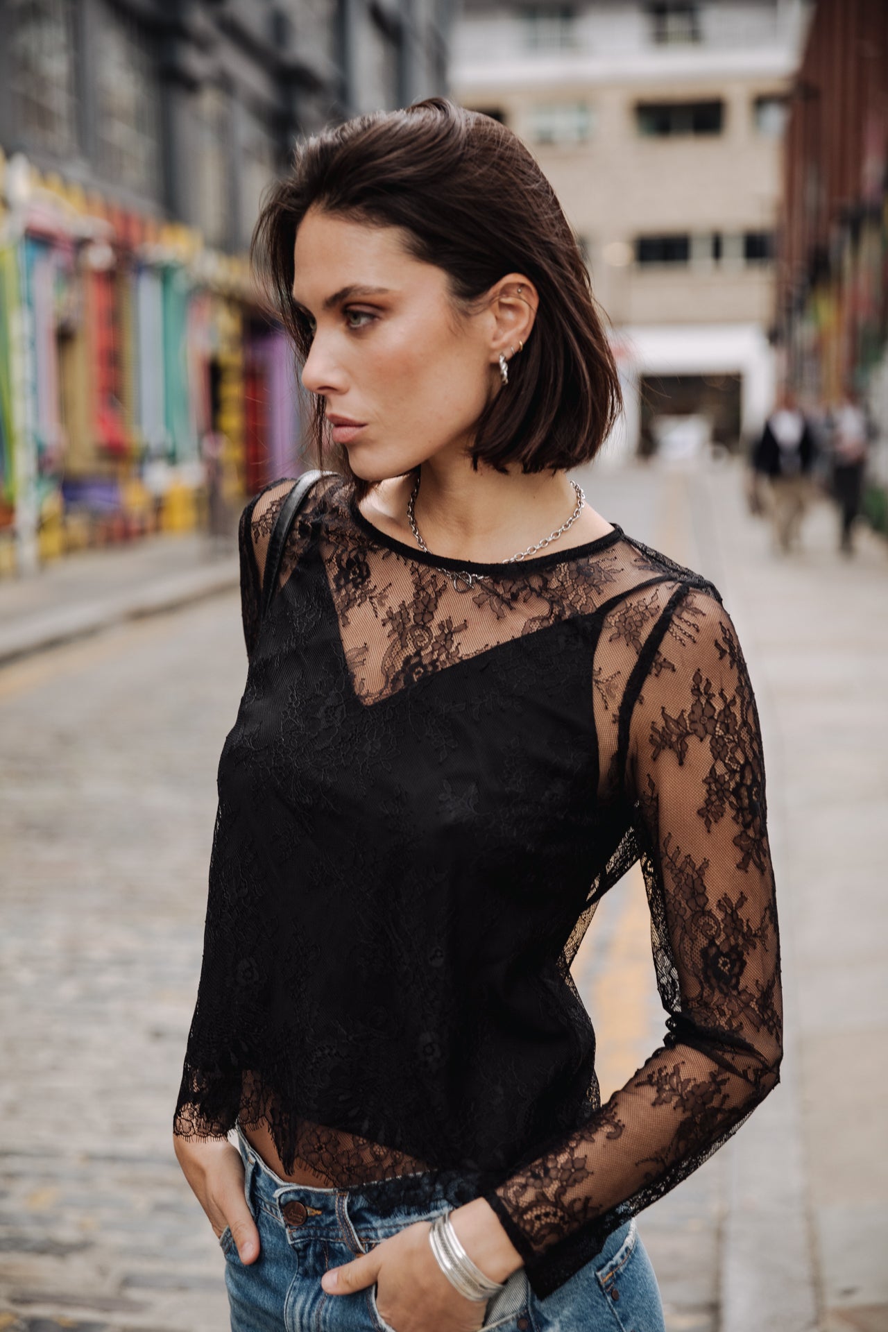 Top manches longues Femme Tomine Lace black | Freeman T. Porter
