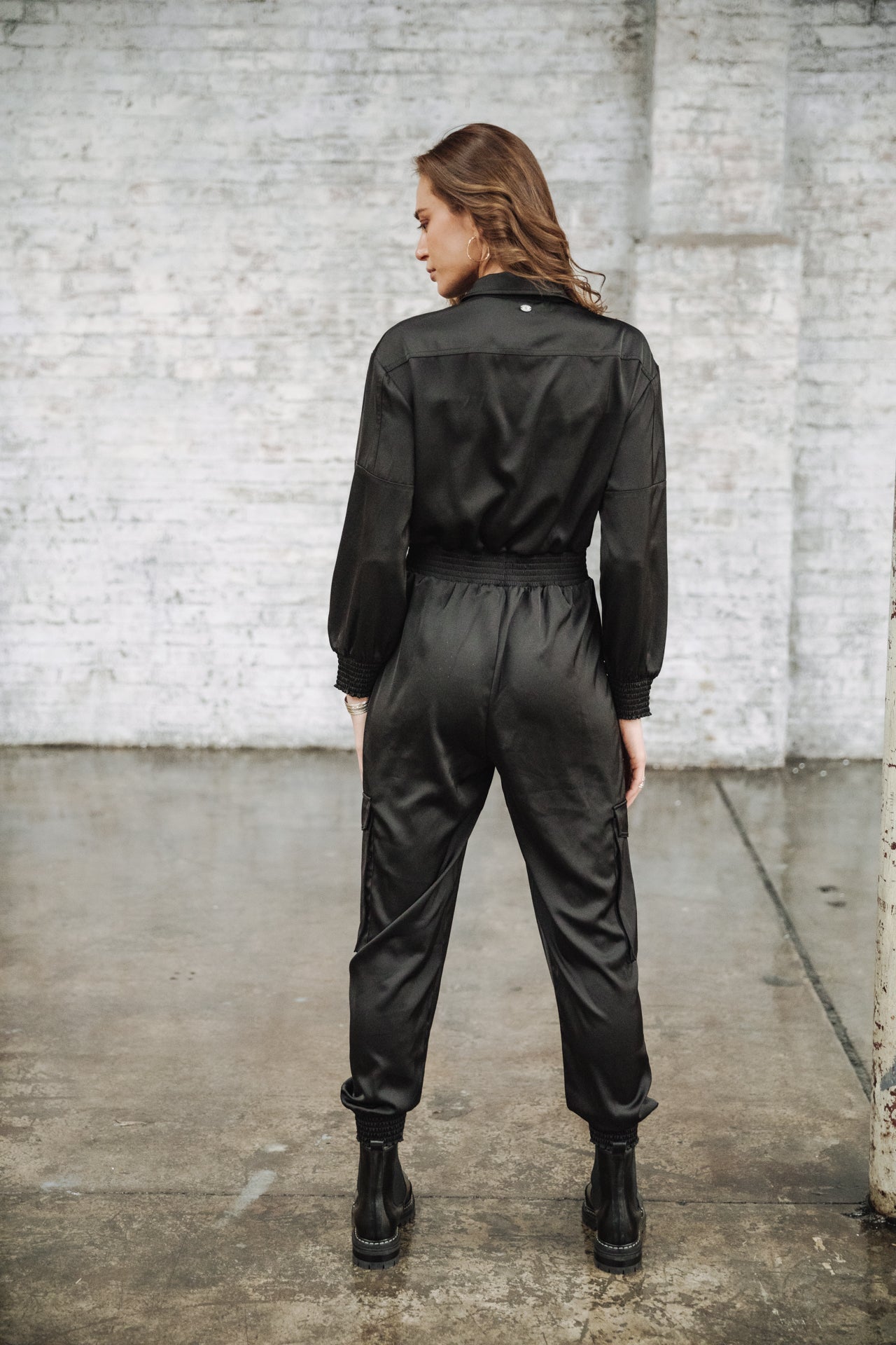 Combinaison workwear satinée Femme Cartie Plain black | Freeman T. Porter