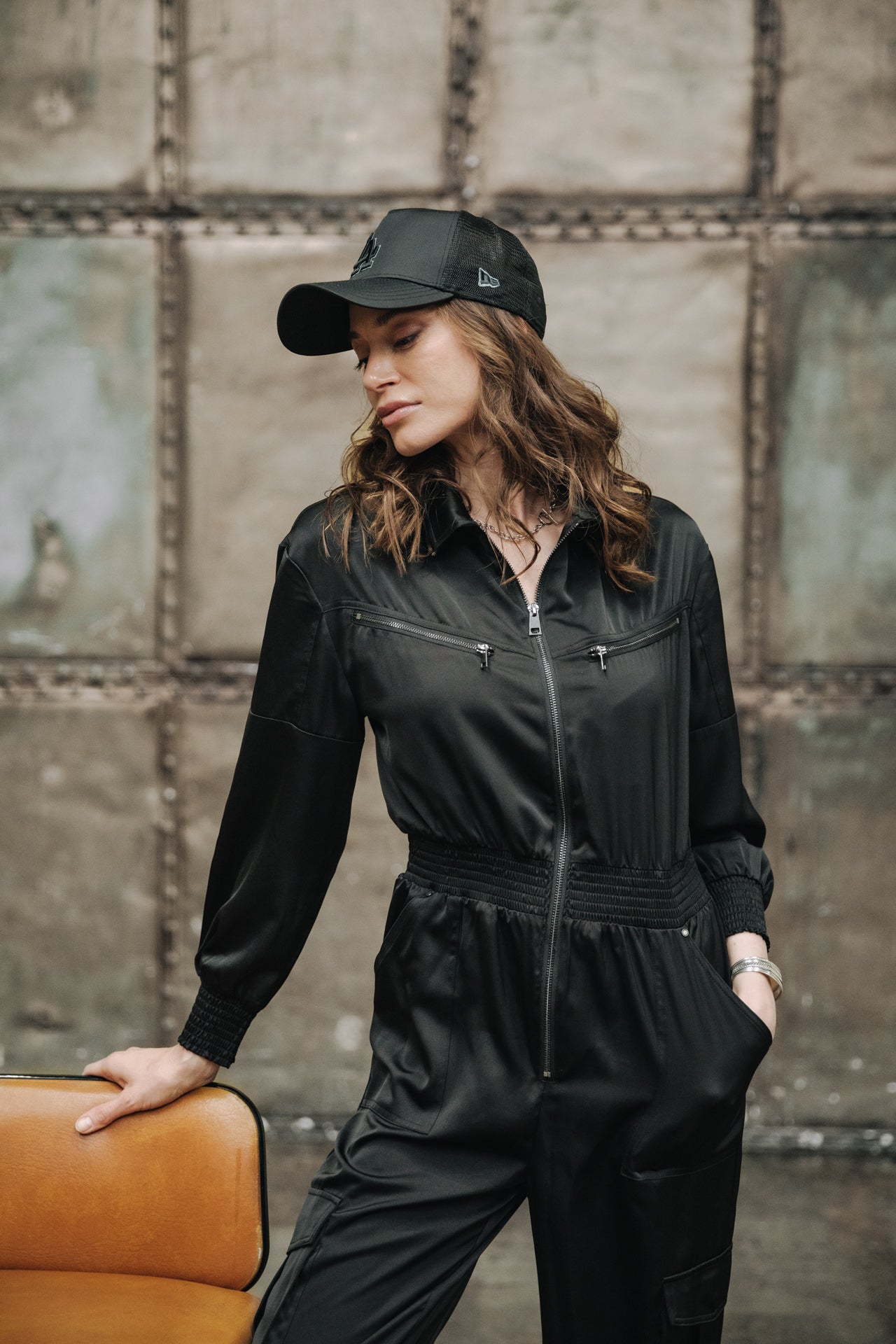 Combinaison workwear satinée Femme Cartie Plain black | Freeman T. Porter