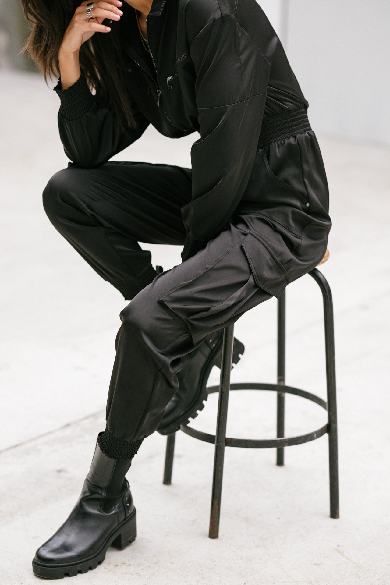 Satin workwear combination Woman Cartie Plain black | Freeman T. Porter