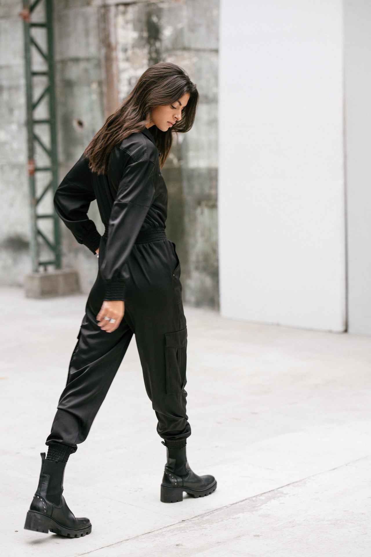 Satin workwear combination Woman Cartie Plain black | Freeman T. Porter