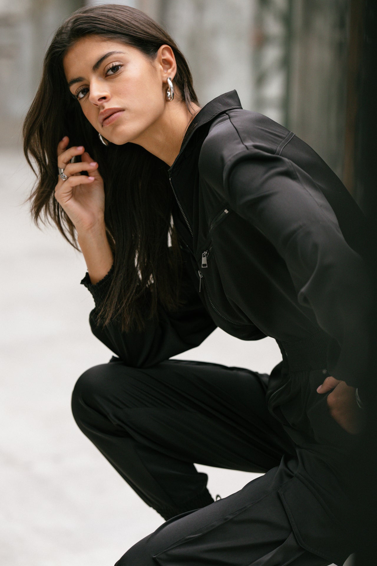 Satin workwear combination Woman Cartie Plain black | Freeman T. Porter