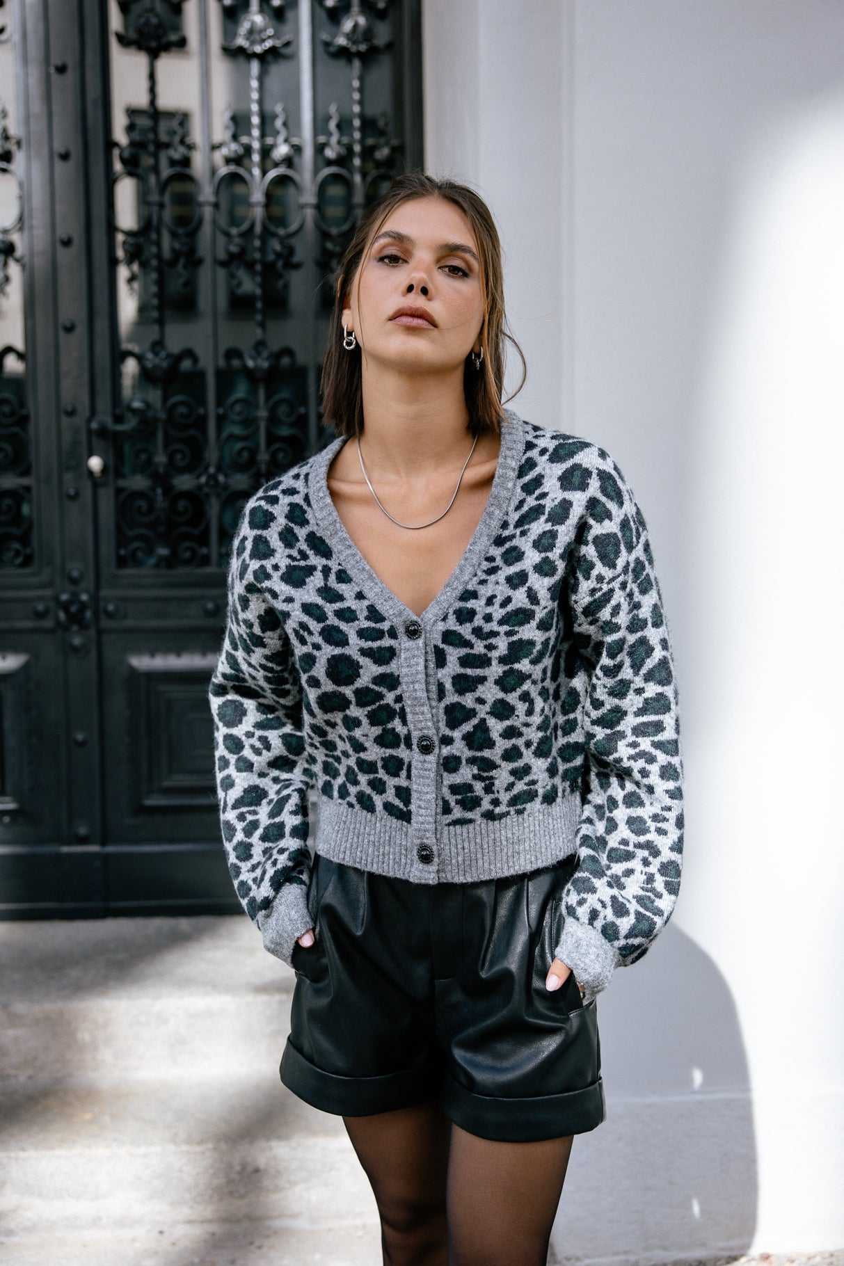 Cardigan léopard Mujer Gildas Roar greymelange | Freeman T. Porter