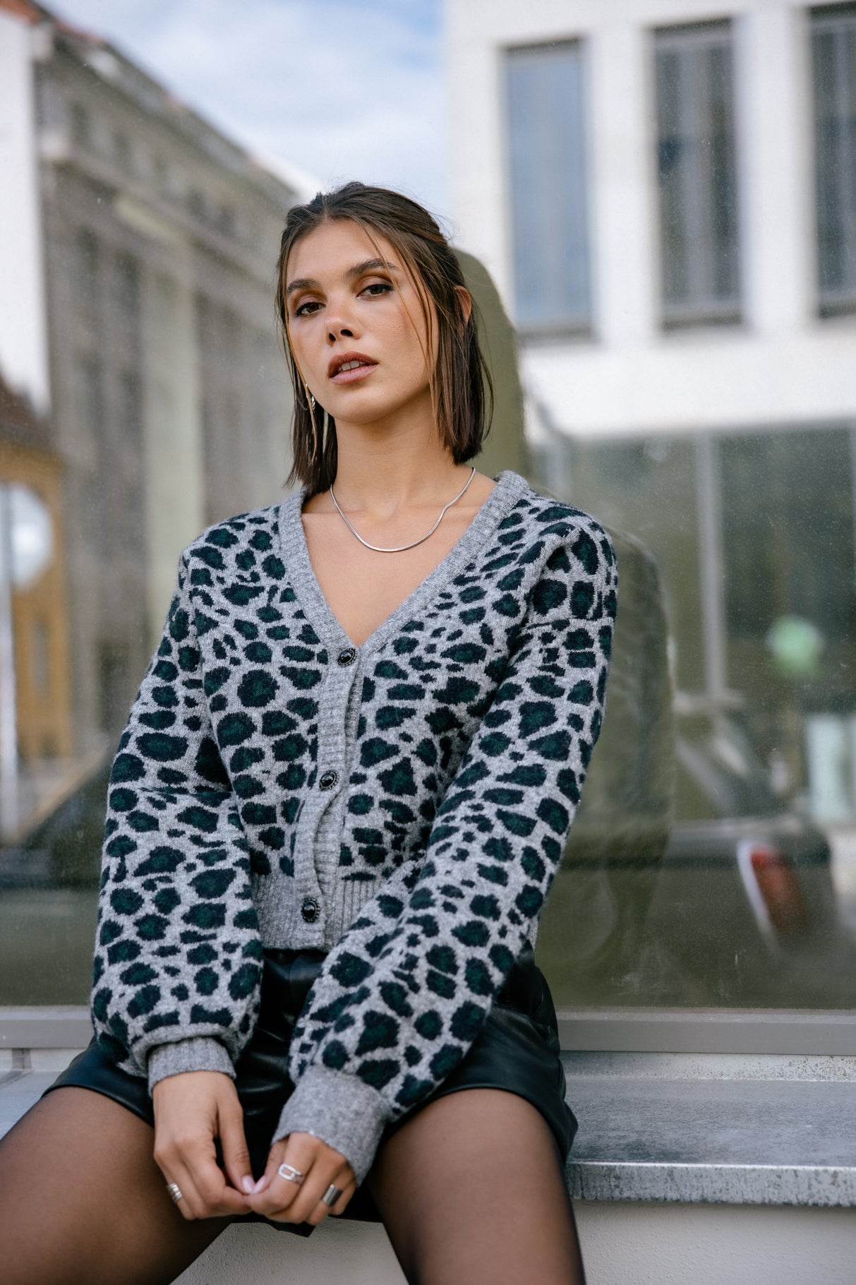 Cardigan léopard Mujer Gildas Roar greymelange | Freeman T. Porter