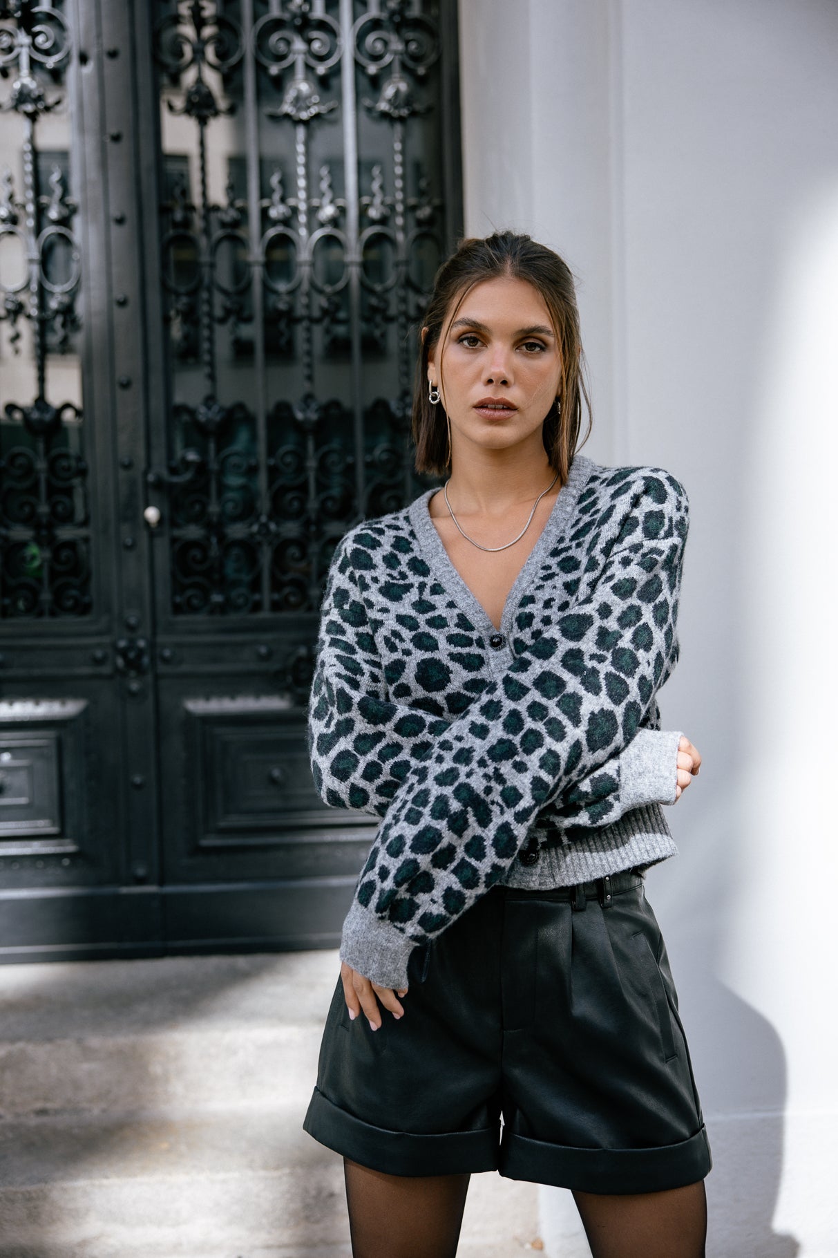 Cardigan léopard Mujer Gildas Roar greymelange | Freeman T. Porter
