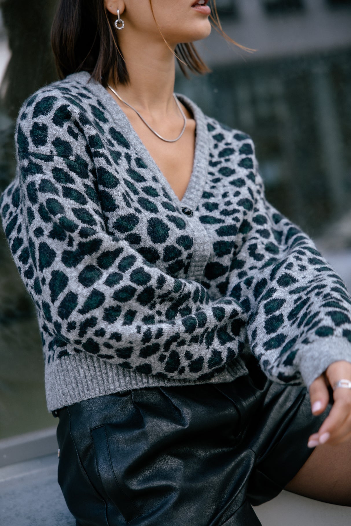 Cardigan léopard Mujer Gildas Roar greymelange | Freeman T. Porter