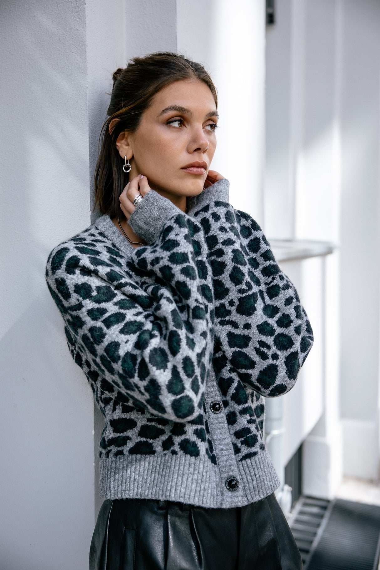 Cardigan léopard Mujer Gildas Roar greymelange | Freeman T. Porter