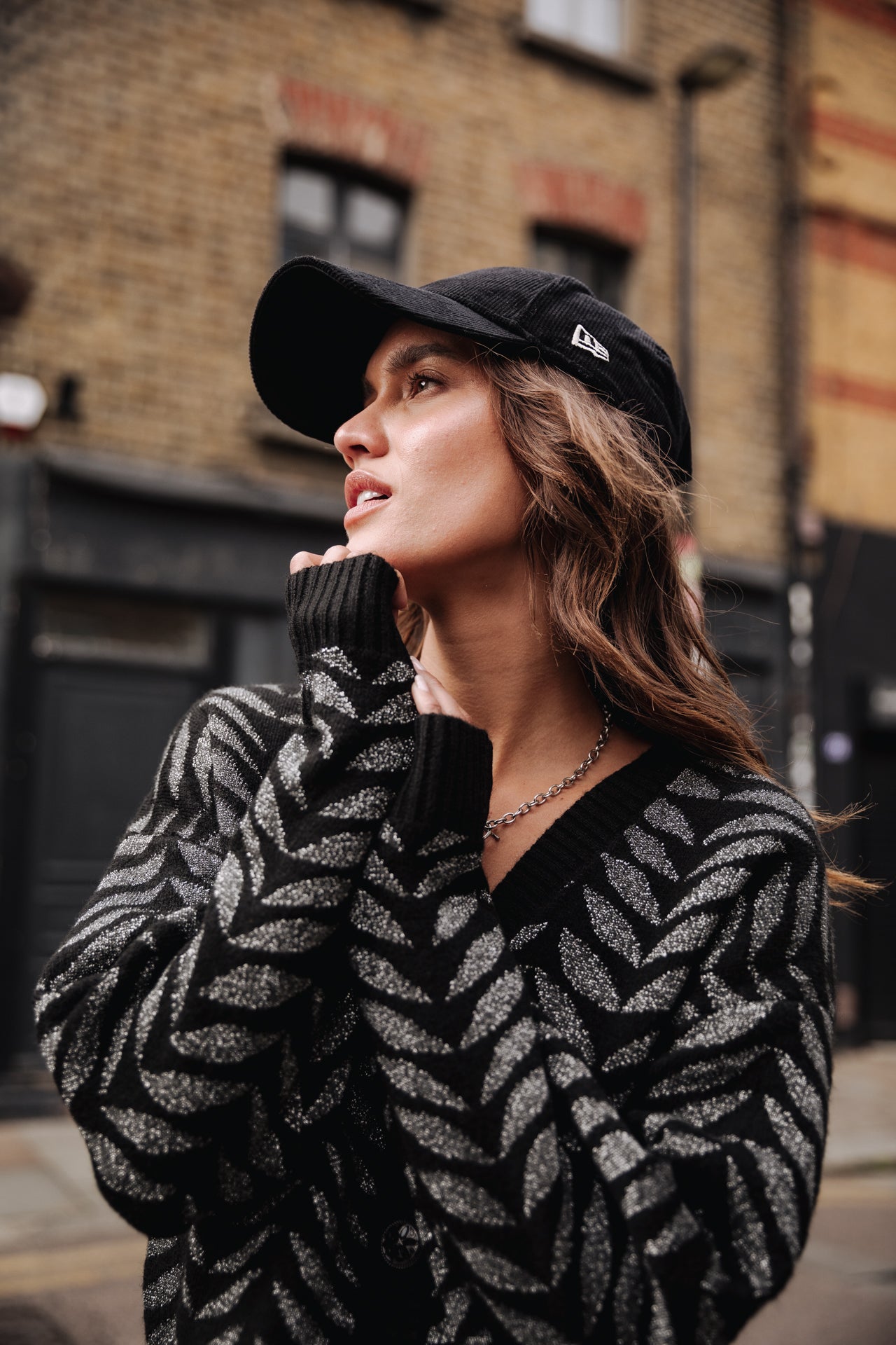 Cardigan oversize Femme Giliane Leaf black | Freeman T. Porter