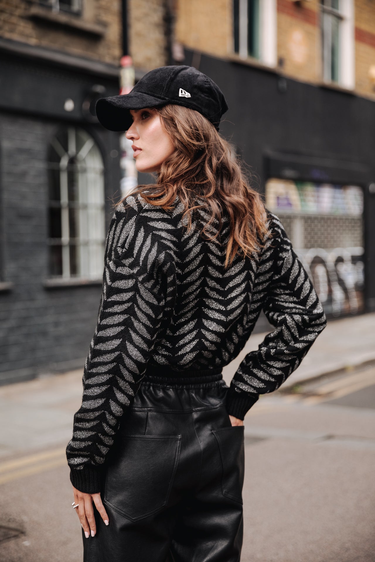 Cardigan oversize Femme Giliane Leaf black | Freeman T. Porter