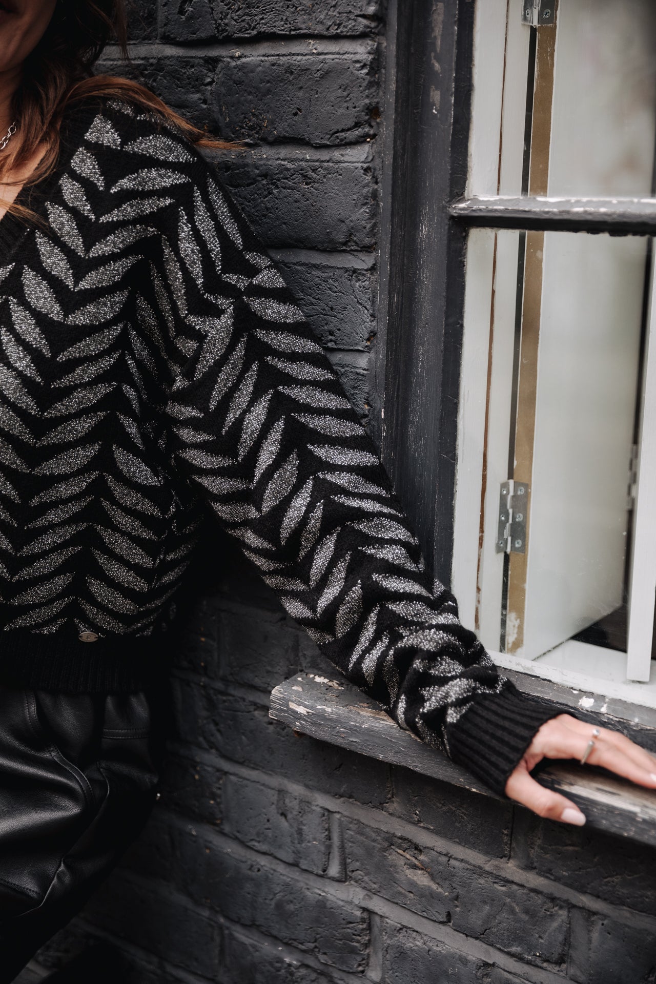 Cardigan oversize Femme Giliane Leaf black | Freeman T. Porter