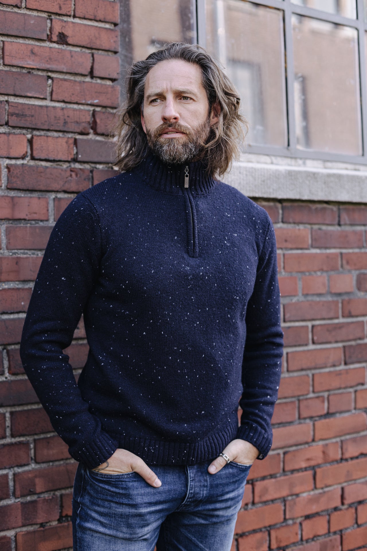 Pull col montant zipé Mann Franky Dragon navy | Freeman T. Porter