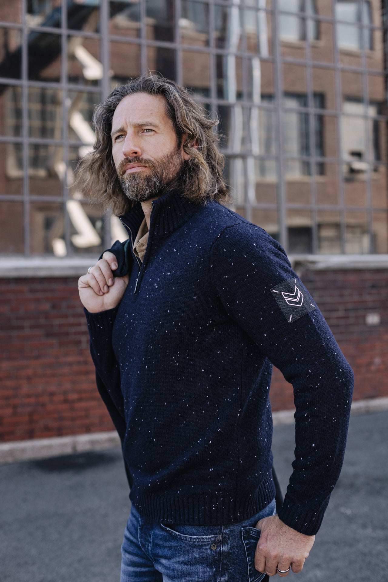 Pull col montant zipé Mann Franky Dragon navy | Freeman T. Porter