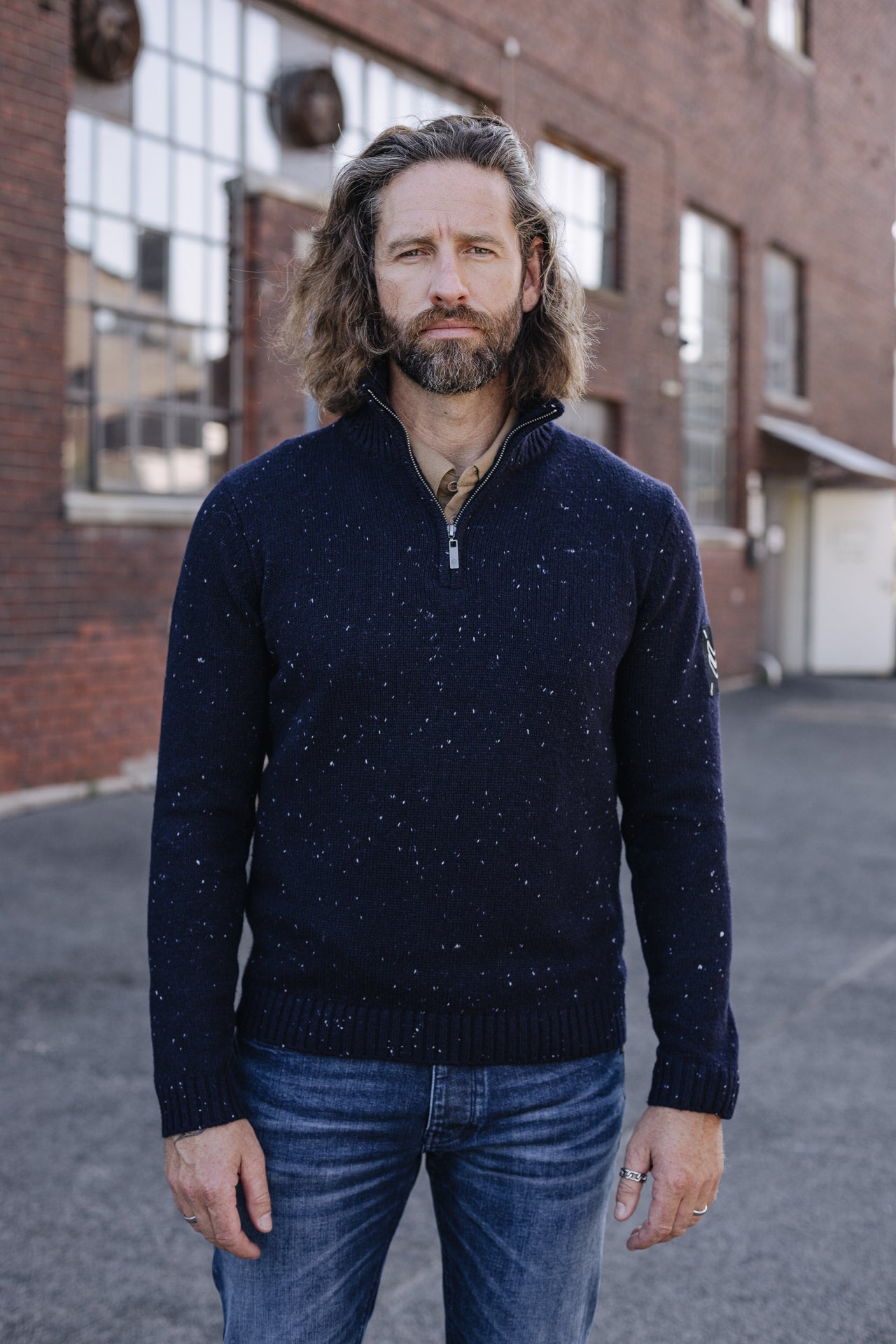 Pull col montant zipé Mann Franky Dragon navy | Freeman T. Porter